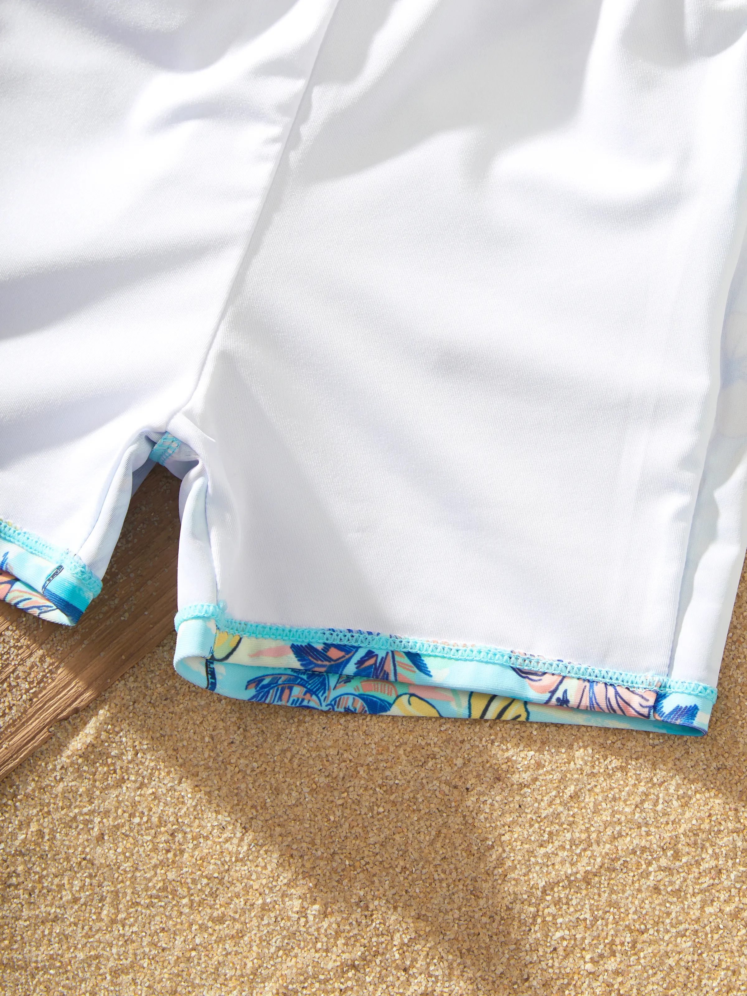 Daddy & Son Swimwear Tropical Print,Daddy & Son Swim Trunks Set for Summer Beach Vacation Light Blue - Image 17