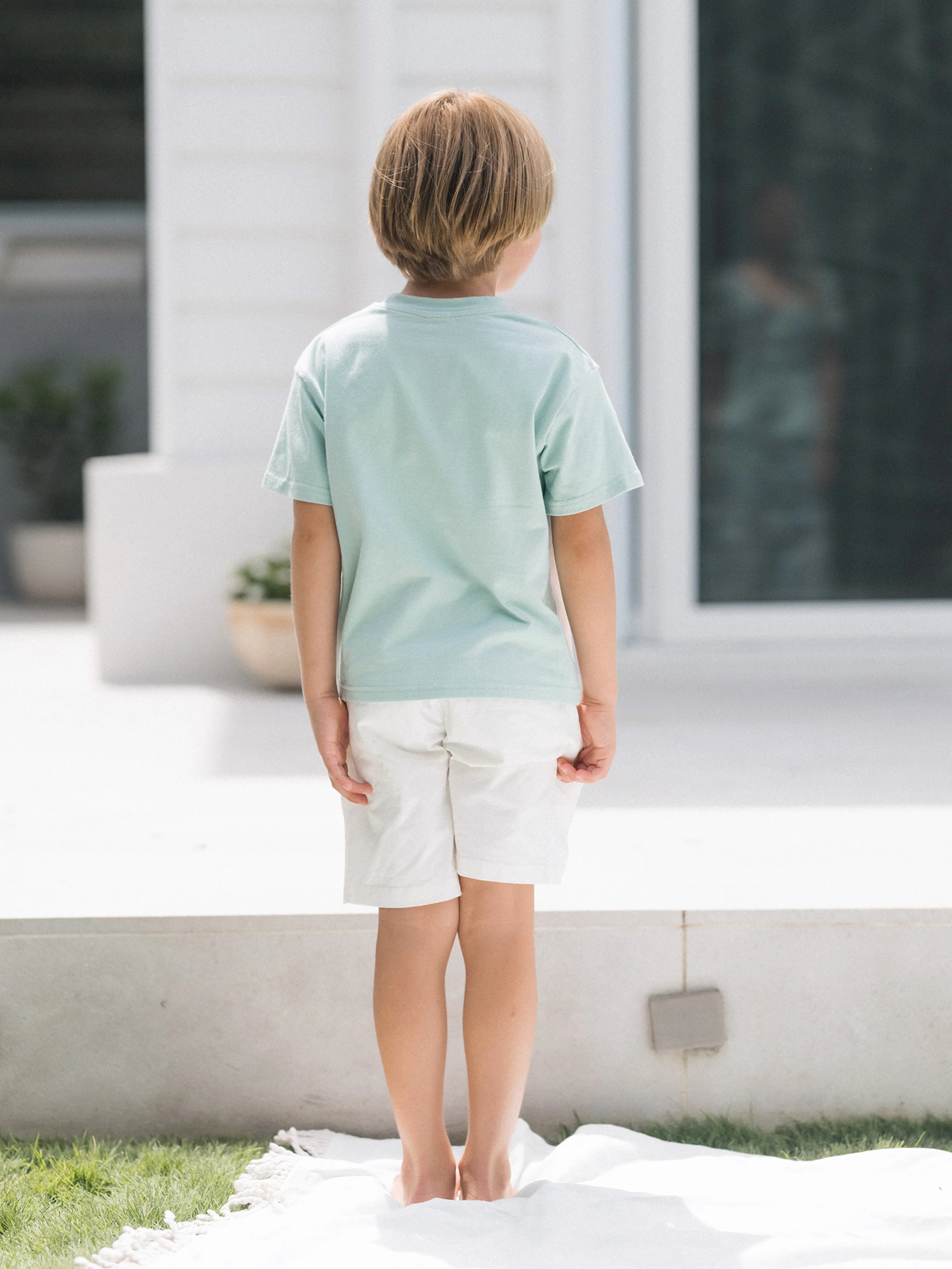 Daddy & Son T-Shirt & Dress Set Polka Dot Puff-sleeve Dress for Mom, Daughter & Baby, Color Block Cotton Tee for Dad & Son, Perfect for Family Outings & Photos Light Green - Image 12