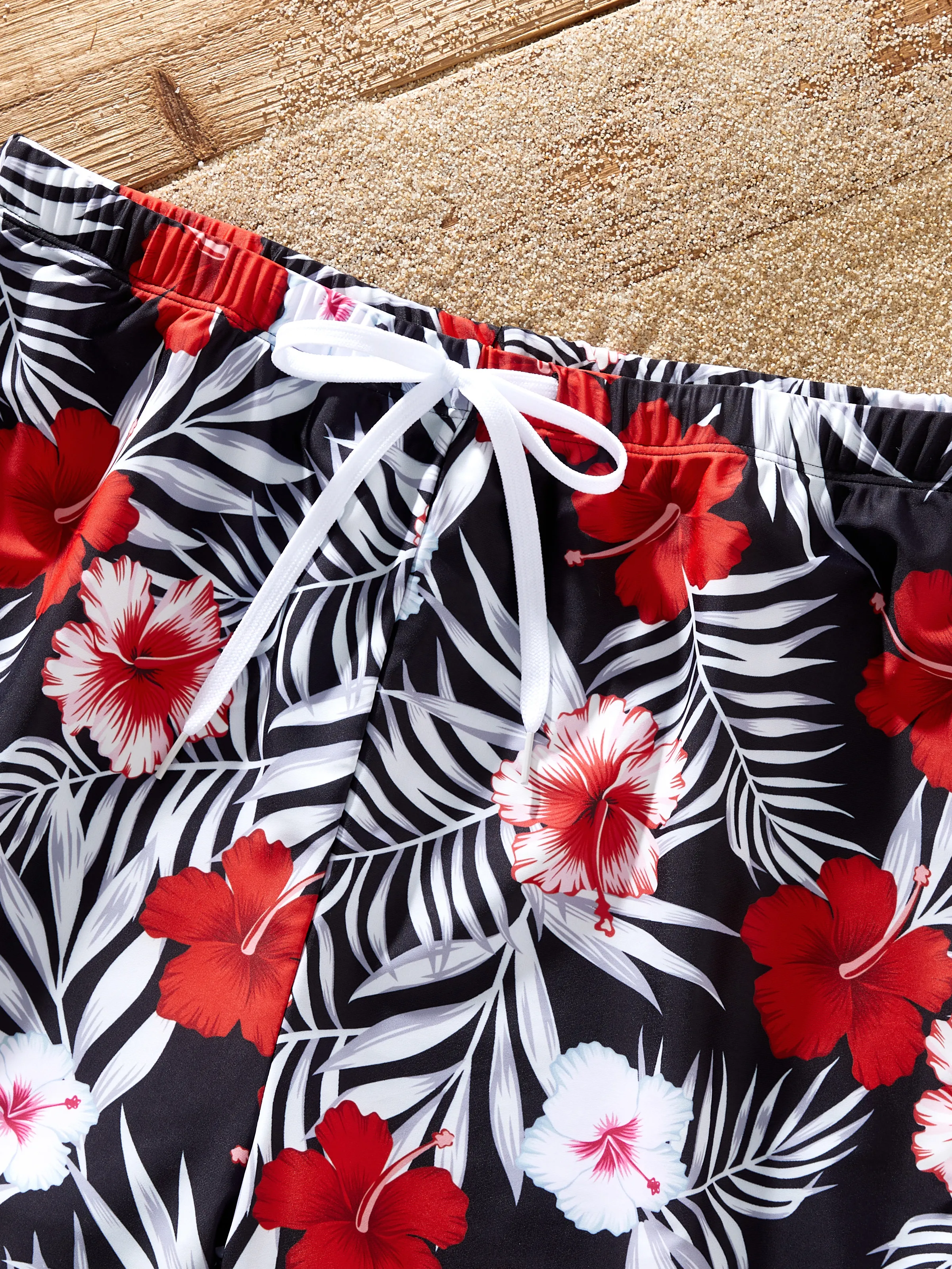 Daddy & Son Tropical Floral Swim Trunk  Black - Image 7