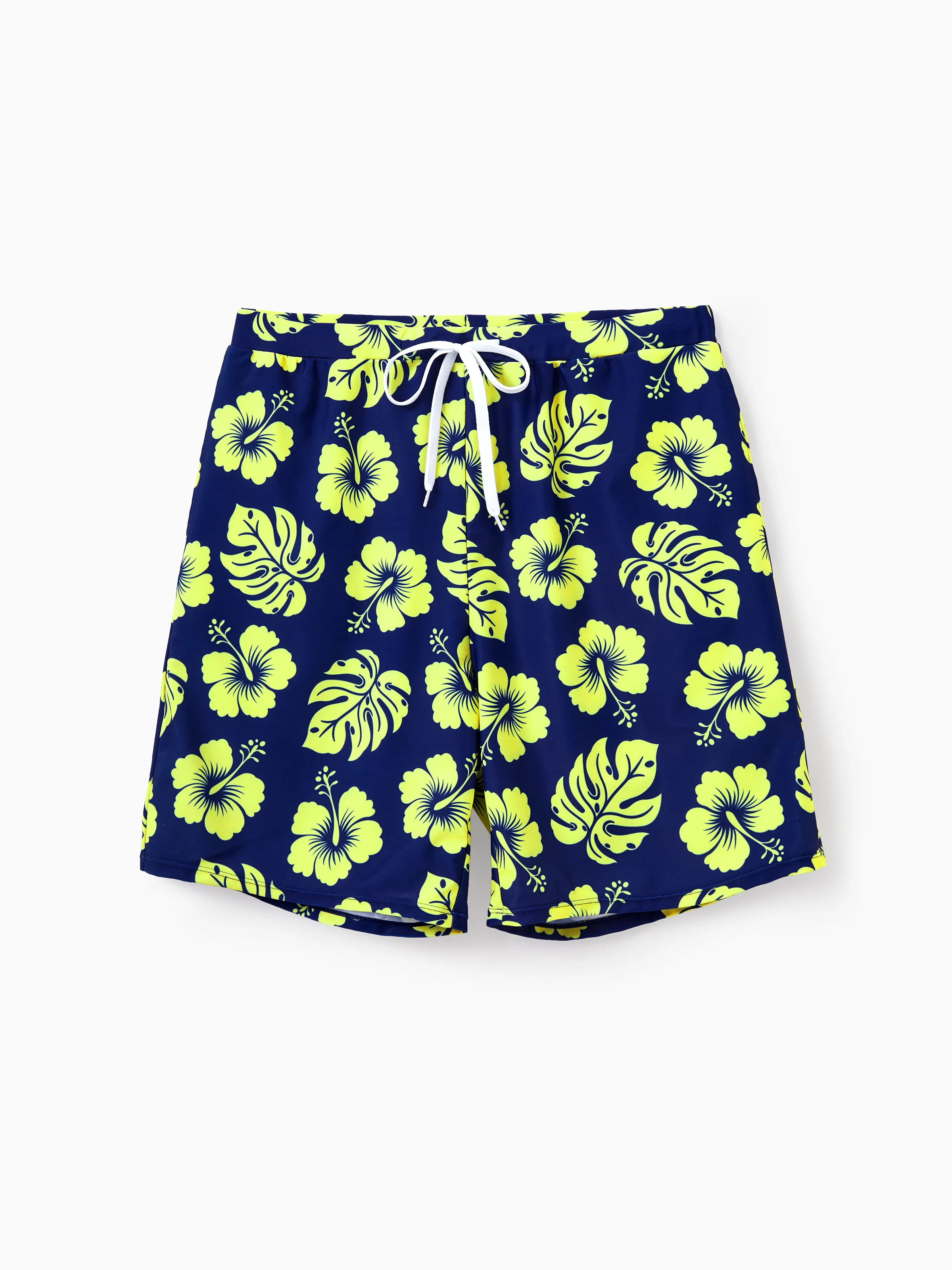 Daddy & Son Tropical Floral Swimsuits Halter Bikini & Swim Trunks Set Deep Blue - Image 6