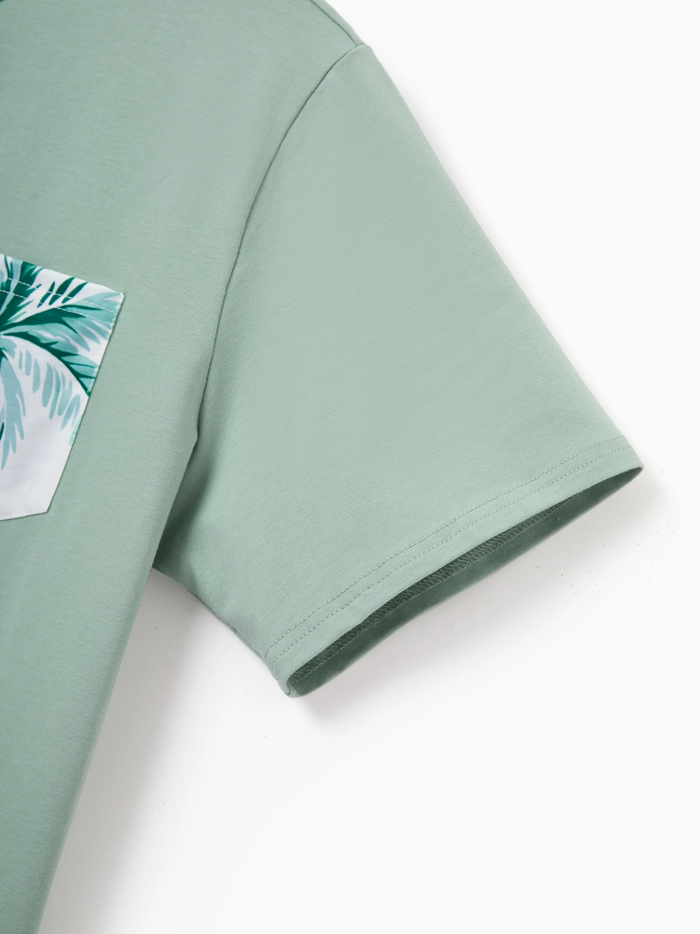 Daddy & Son Tropical Print Outfits,Dad/Kids Cotton T-Shirt Set Green - Image 10