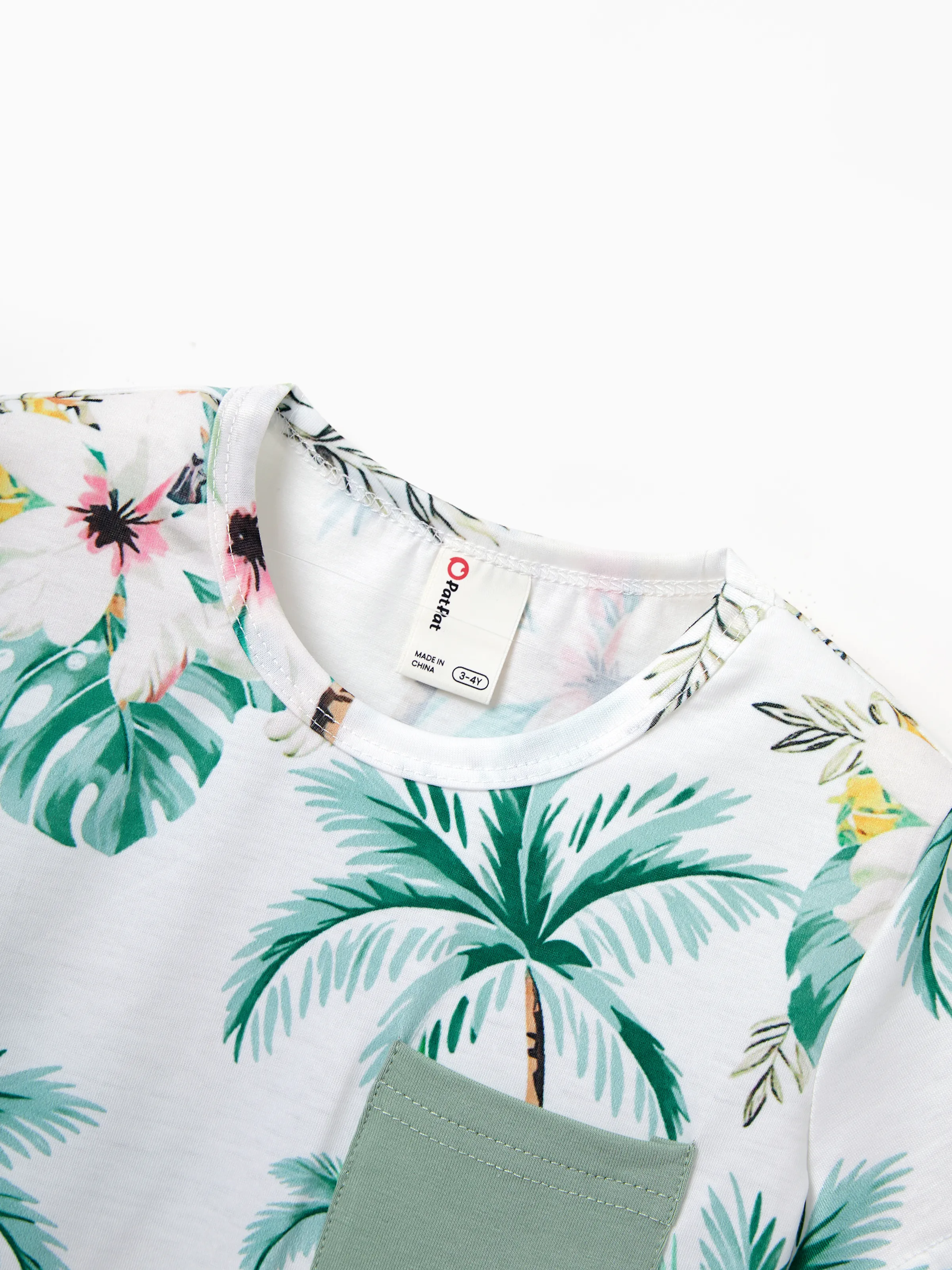 Daddy & Son Tropical Print Outfits,Dad/Kids Cotton T-Shirt Set Green - Image 15