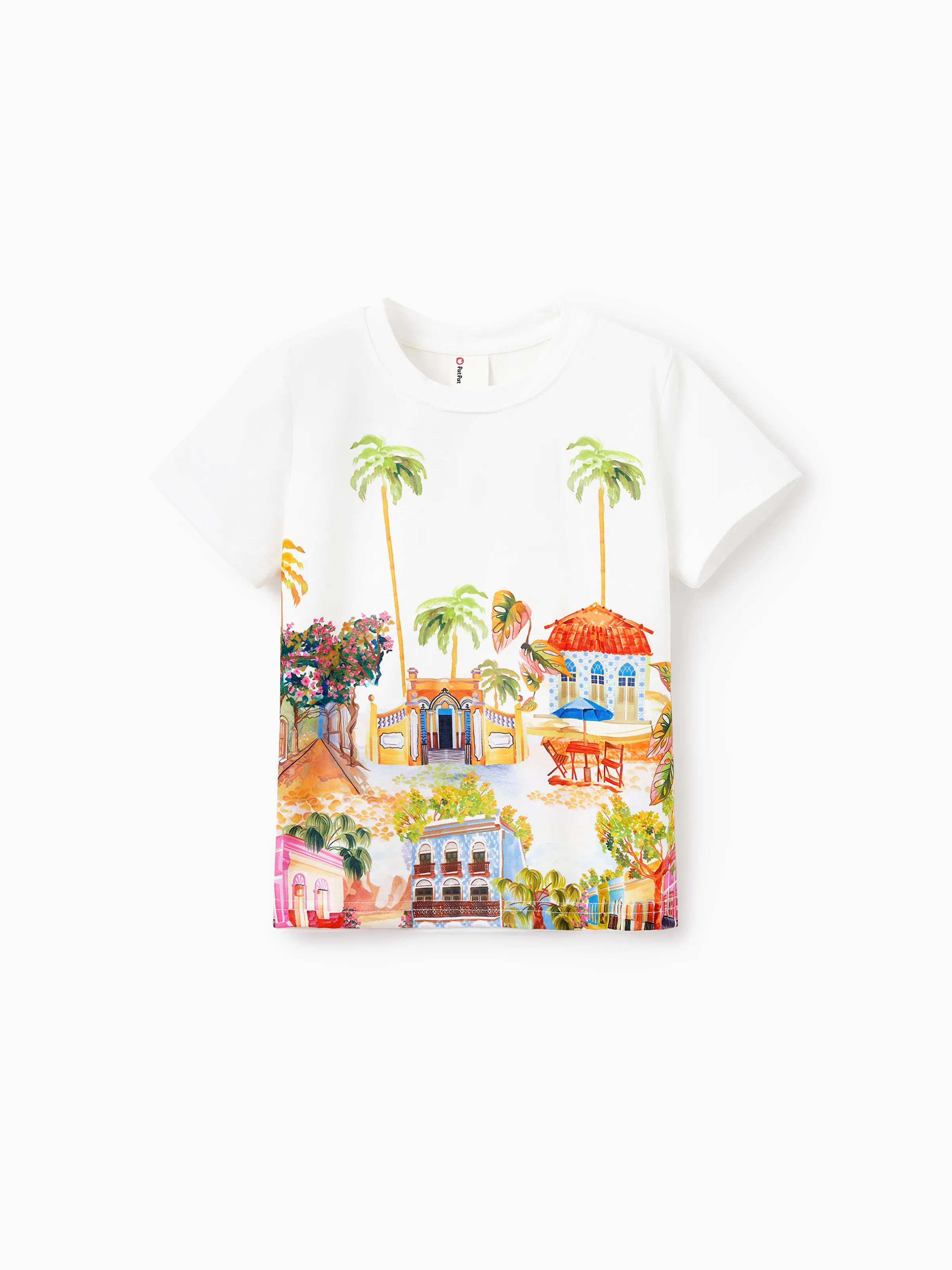 Daddy & Son Vacation Set Tropical Pineapple Coconut Tree Print Short-sleeve T-shirt or Hollow out Strap Dress for Summer Vacation White - Image 13