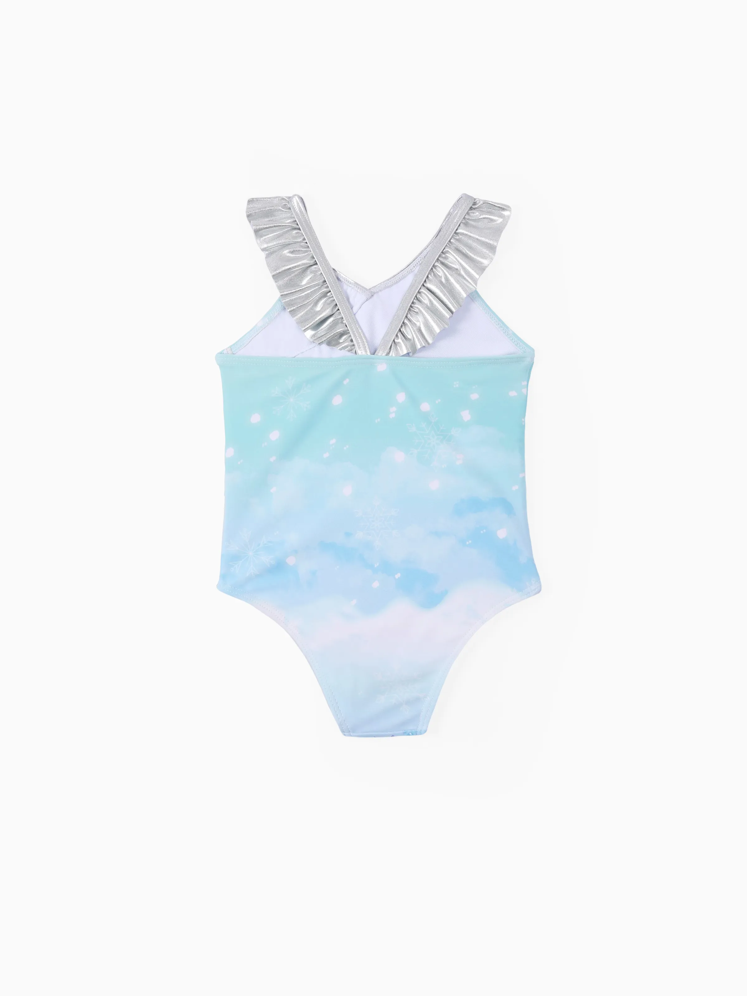 Disney Frozen Elsa Toddler Girl Elsa Ruffle UPF 50+ Swimsuit Blue - Image 3