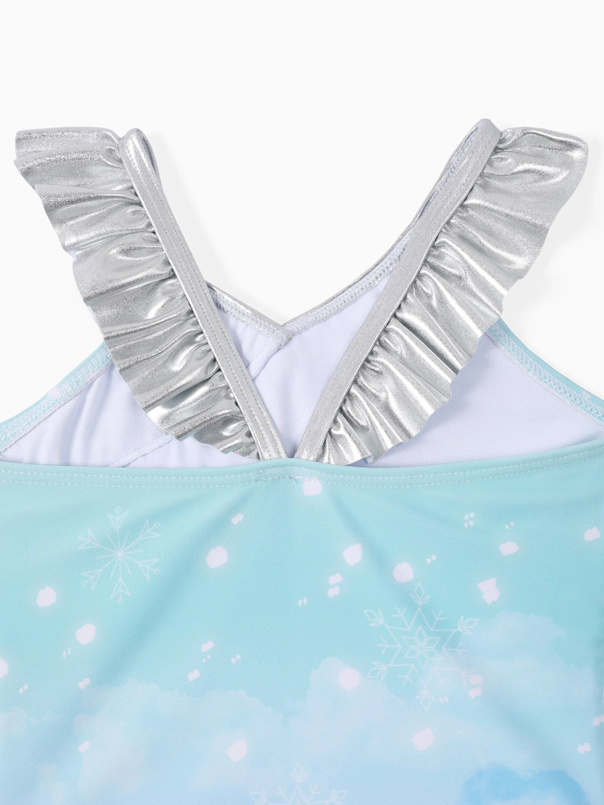 Disney Frozen Elsa Toddler Girl Elsa Ruffle UPF 50+ Swimsuit Blue - Image 6