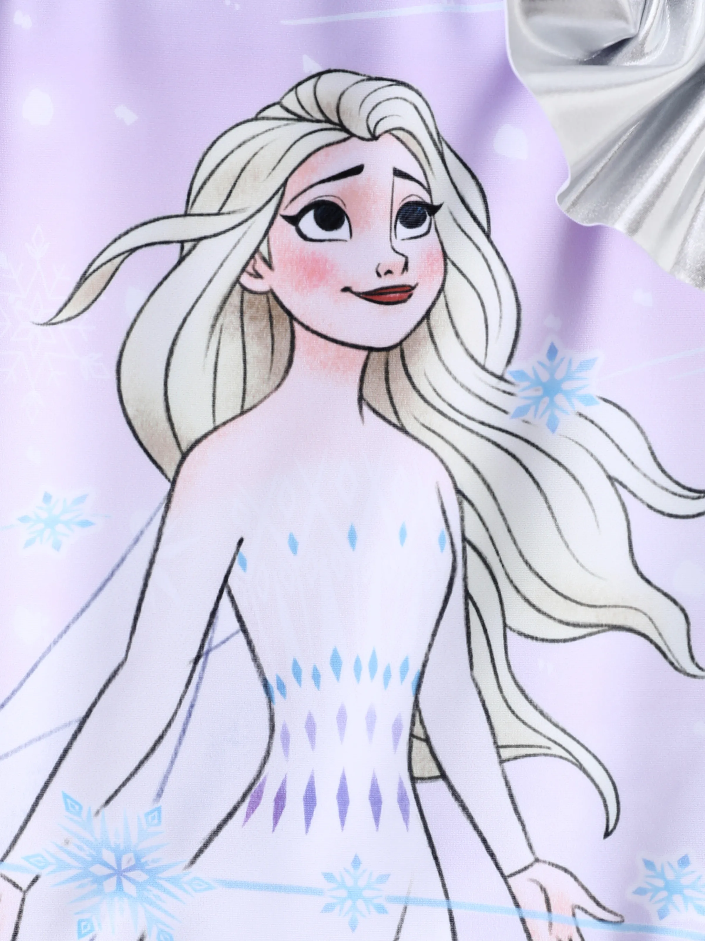Disney Frozen Elsa Toddler Girl Elsa Ruffle UPF 50+ Swimsuit Blue - Image 2