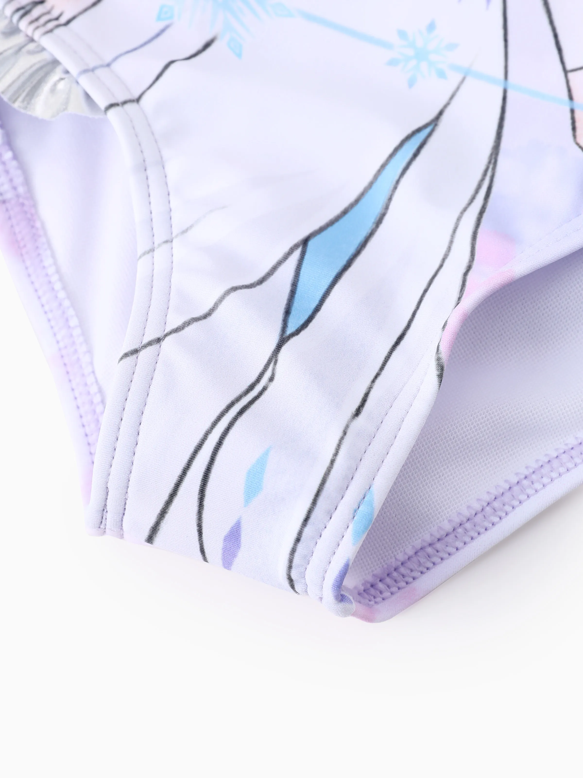 Disney Frozen Elsa Toddler Girl Elsa Ruffle UPF 50+ Swimsuit Blue - Image 7