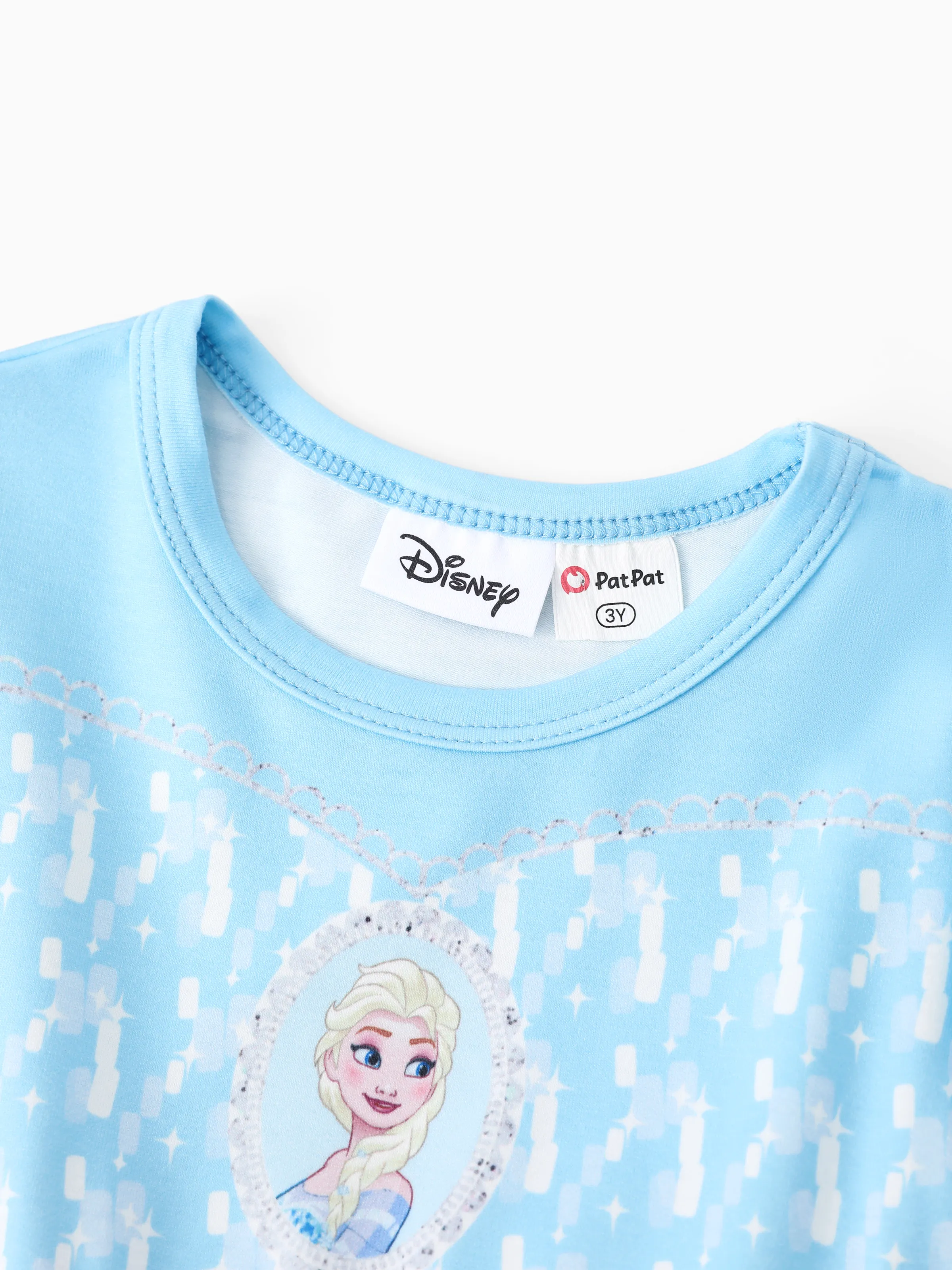 Disney Frozen Toddler Girl Naia™ Elsa Snowflake Print Puff-sleeve Tulle Dresses Blue - Image 4