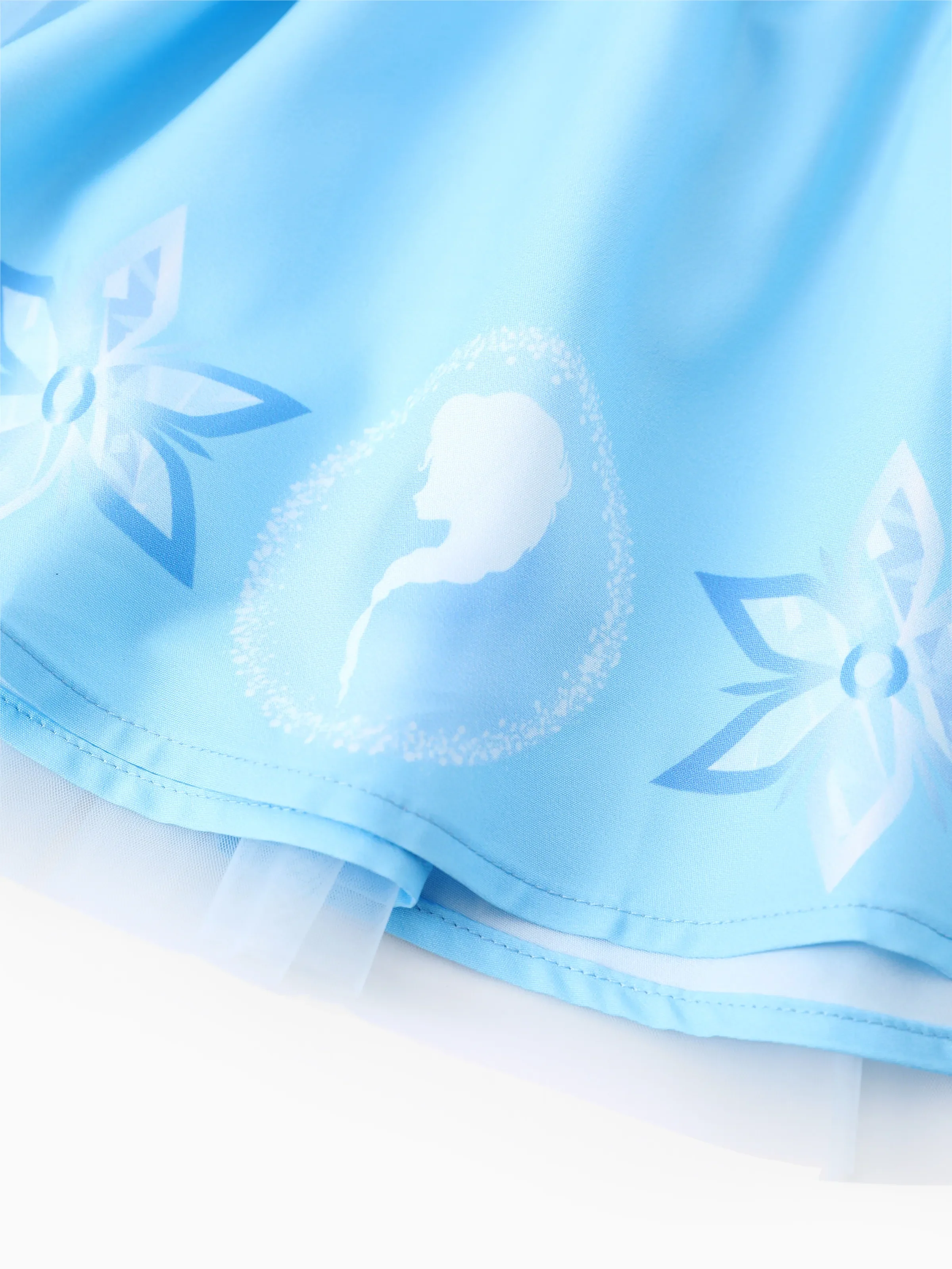 Disney Frozen Toddler Girl Naia™ Elsa Snowflake Print Puff-sleeve Tulle Dresses Blue - Image 6