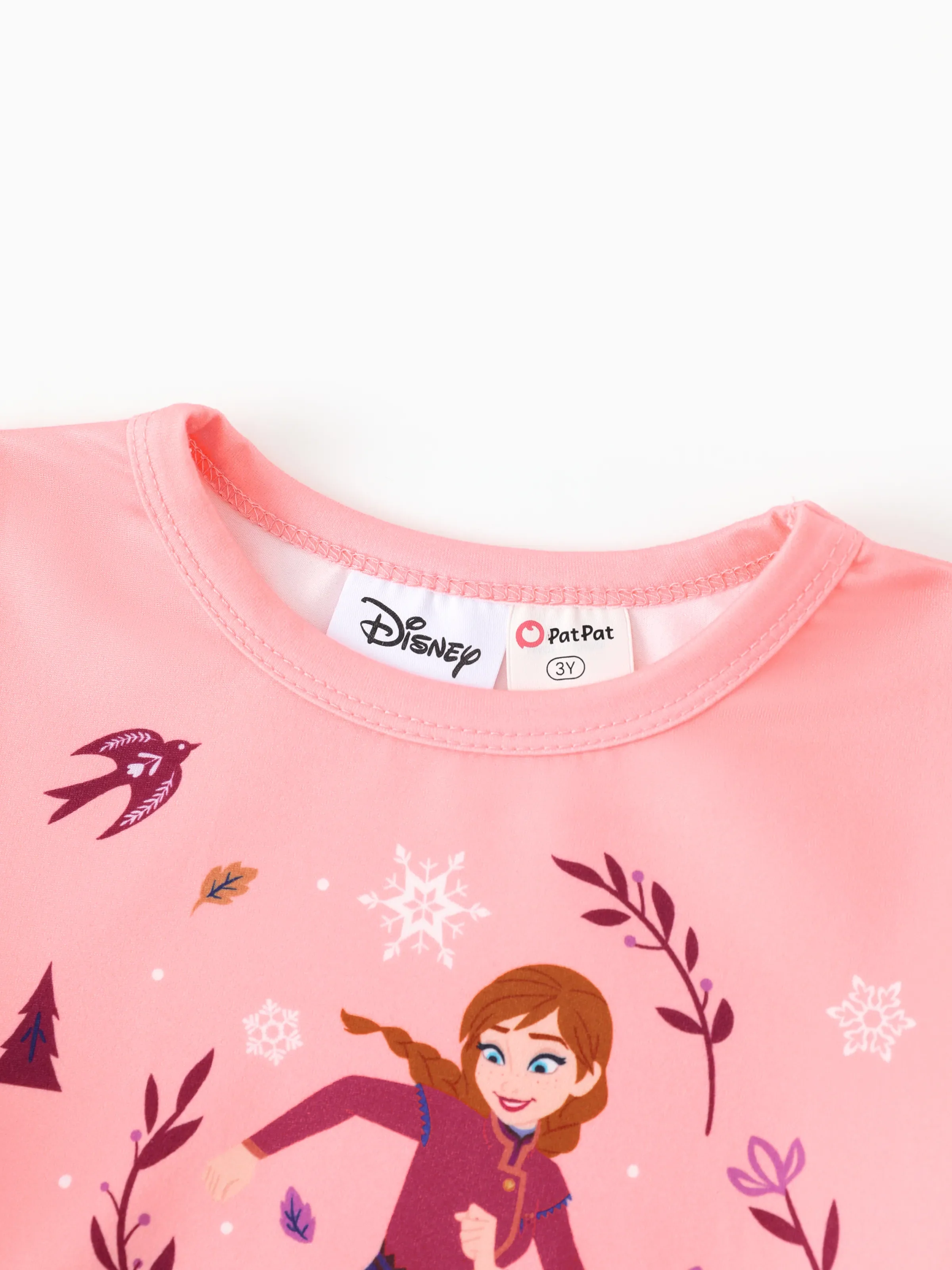 Disney Frozen Toddler Girl 2pcs Anna Floral Print Ruffle Top and Leggings Set Red - Image 5