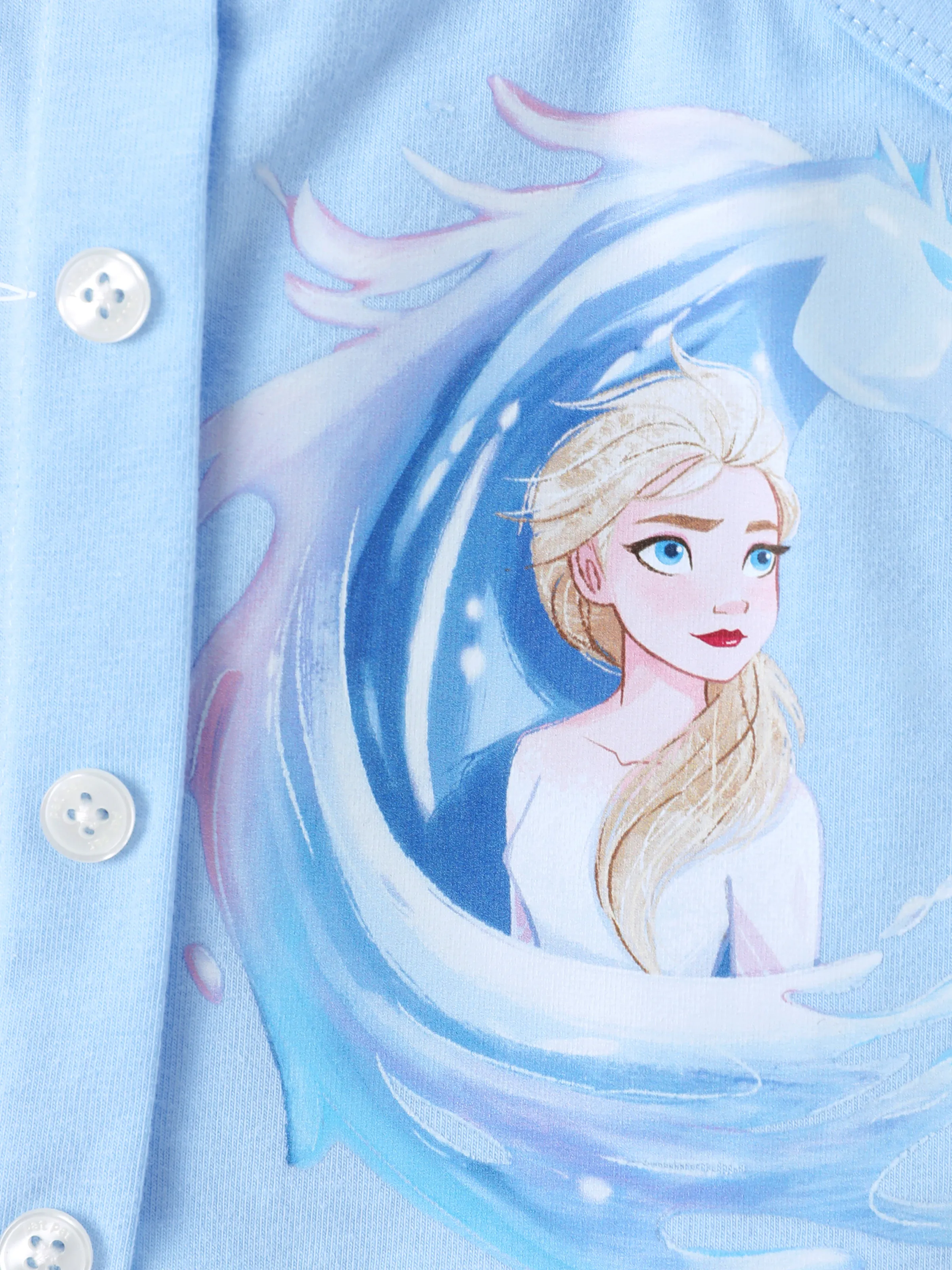 Disney Frozen Toddler Girl 2pcs Cotton Elsa Pattern Tank Top And Bowknot Denim Shorts Set Blue - Image 2