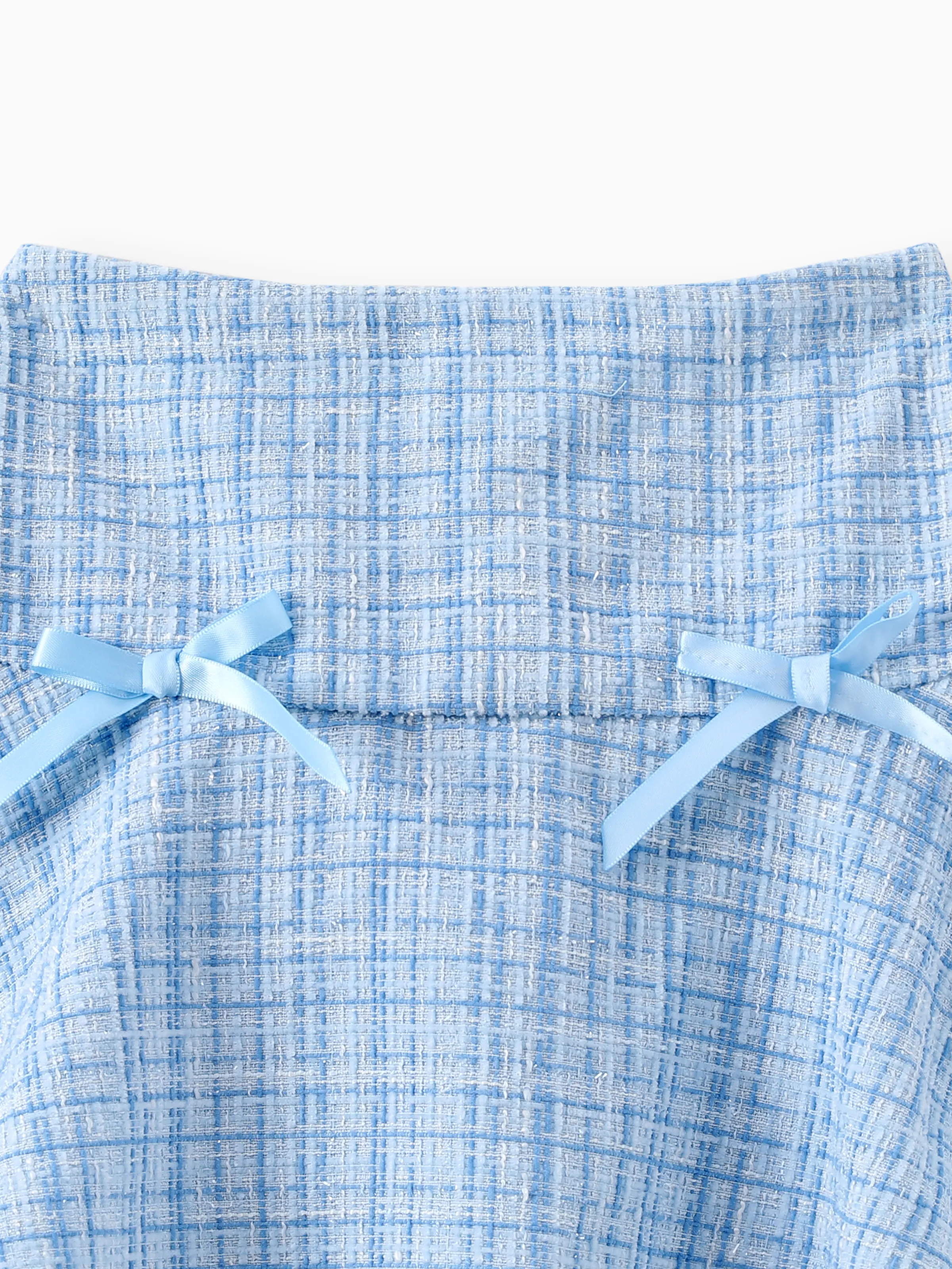 Disney Frozen Toddler Girl 2pcs Elsa Cotton Top with Tweed Bowknot Skirt Set Blue - Image 6