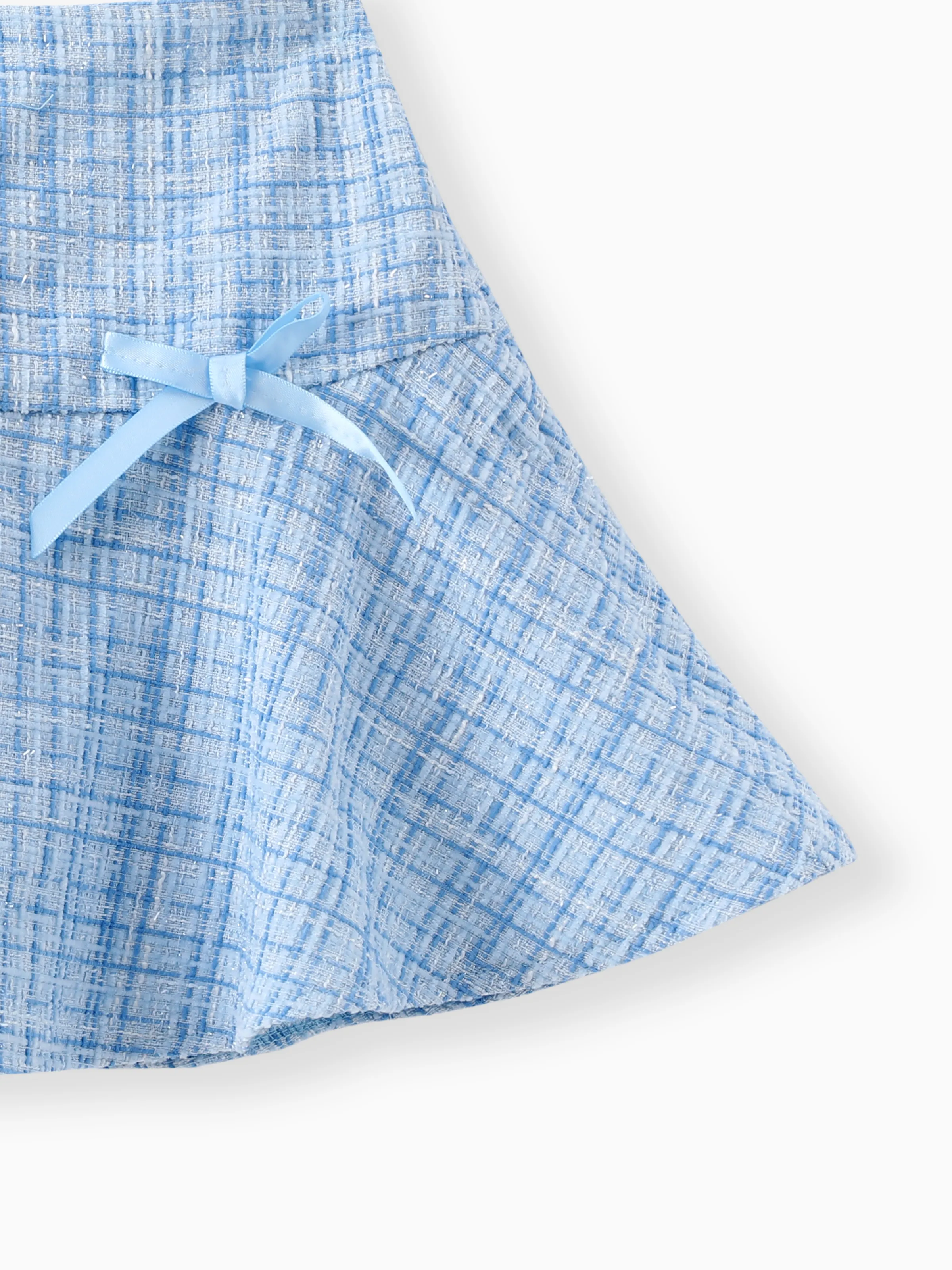 Disney Frozen Toddler Girl 2pcs Elsa Cotton Top with Tweed Bowknot Skirt Set Blue - Image 7