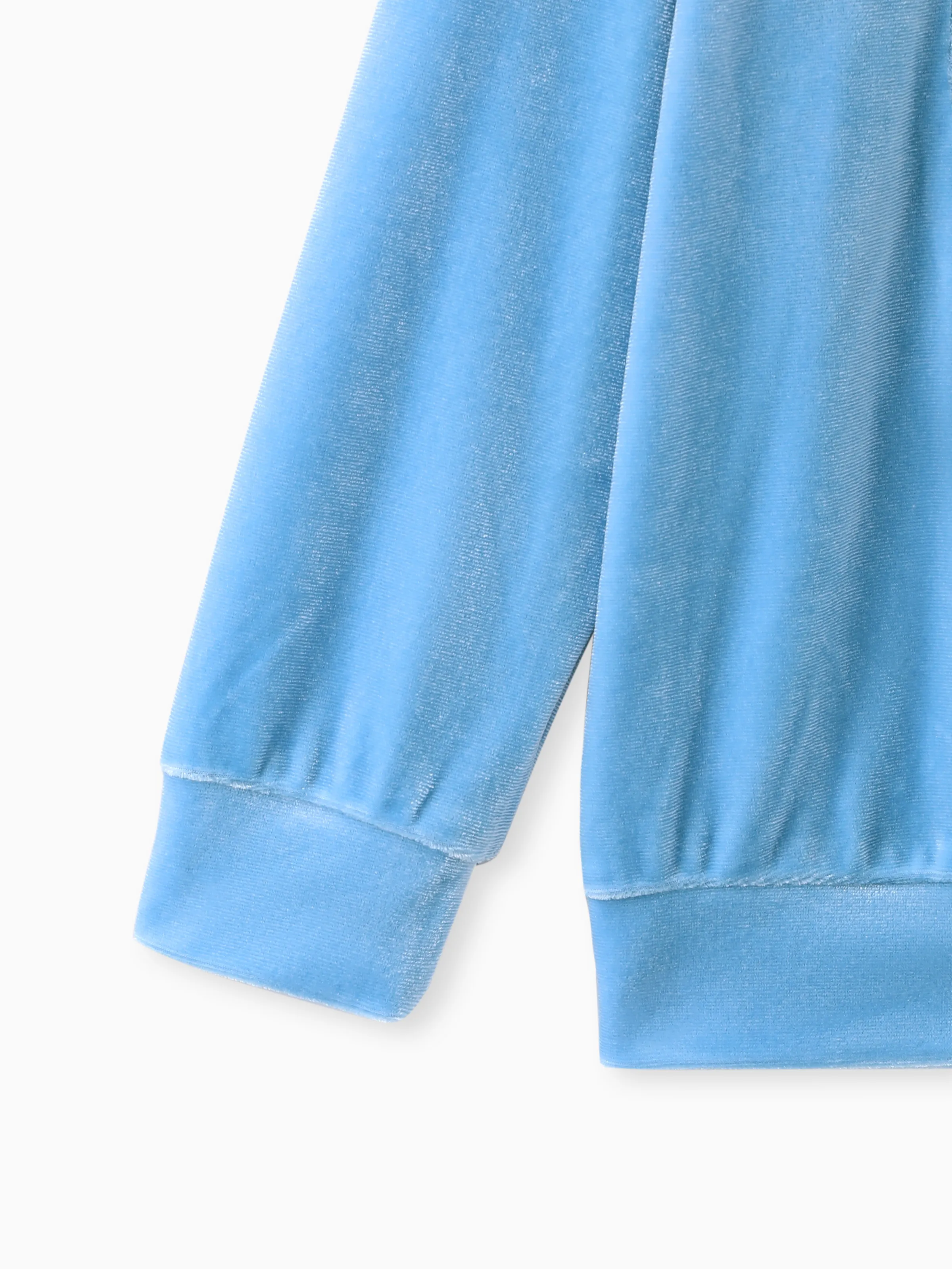 Disney Frozen Toddler Girl 2pcs Elsa Velvet Hoodie with Flare Pants Set Blue - Image 3