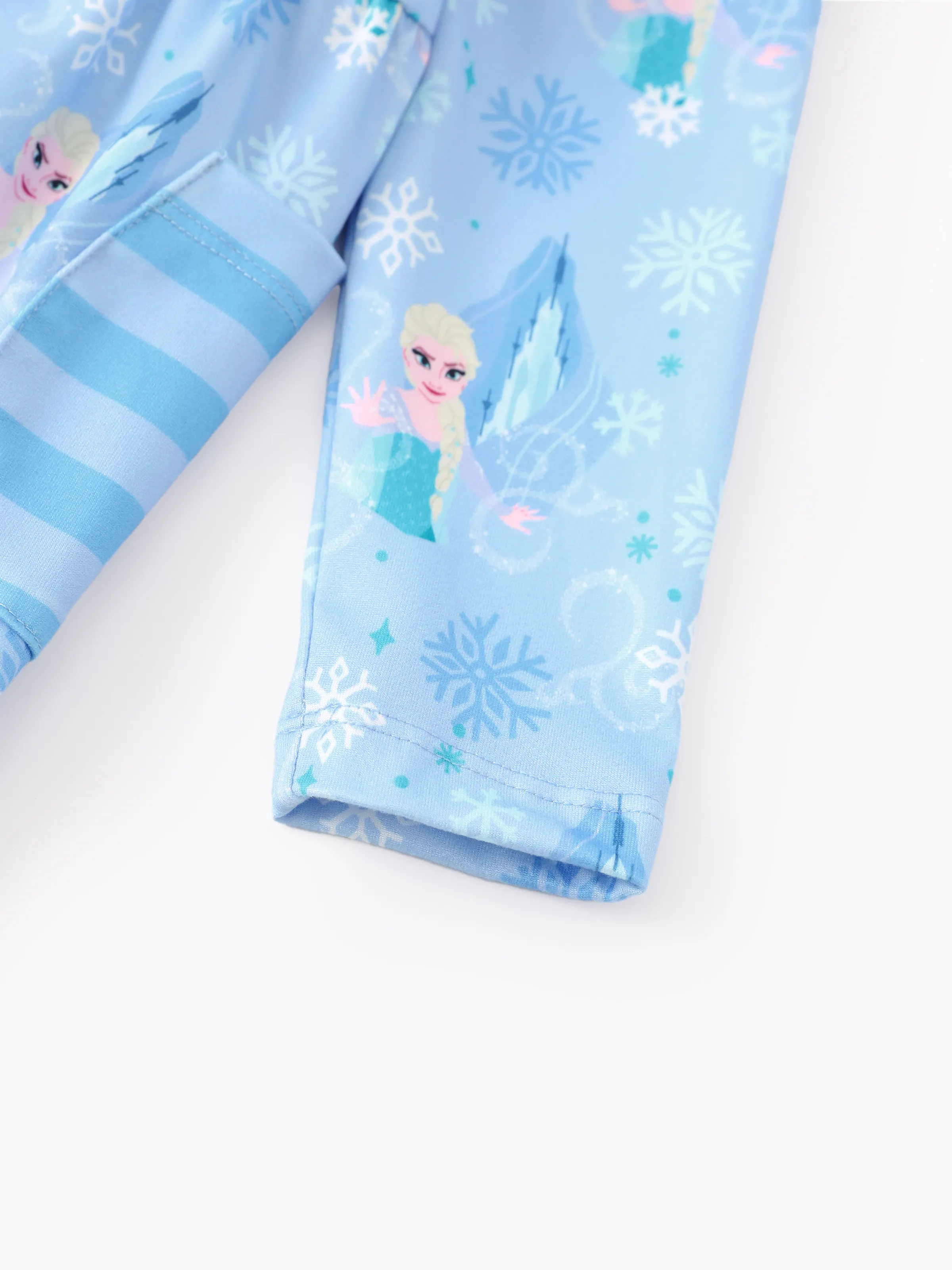 Disney Frozen Toddler Girl Elsa 2pcs Stripe Ruffle Top and Leggings Set Blue - Image 10