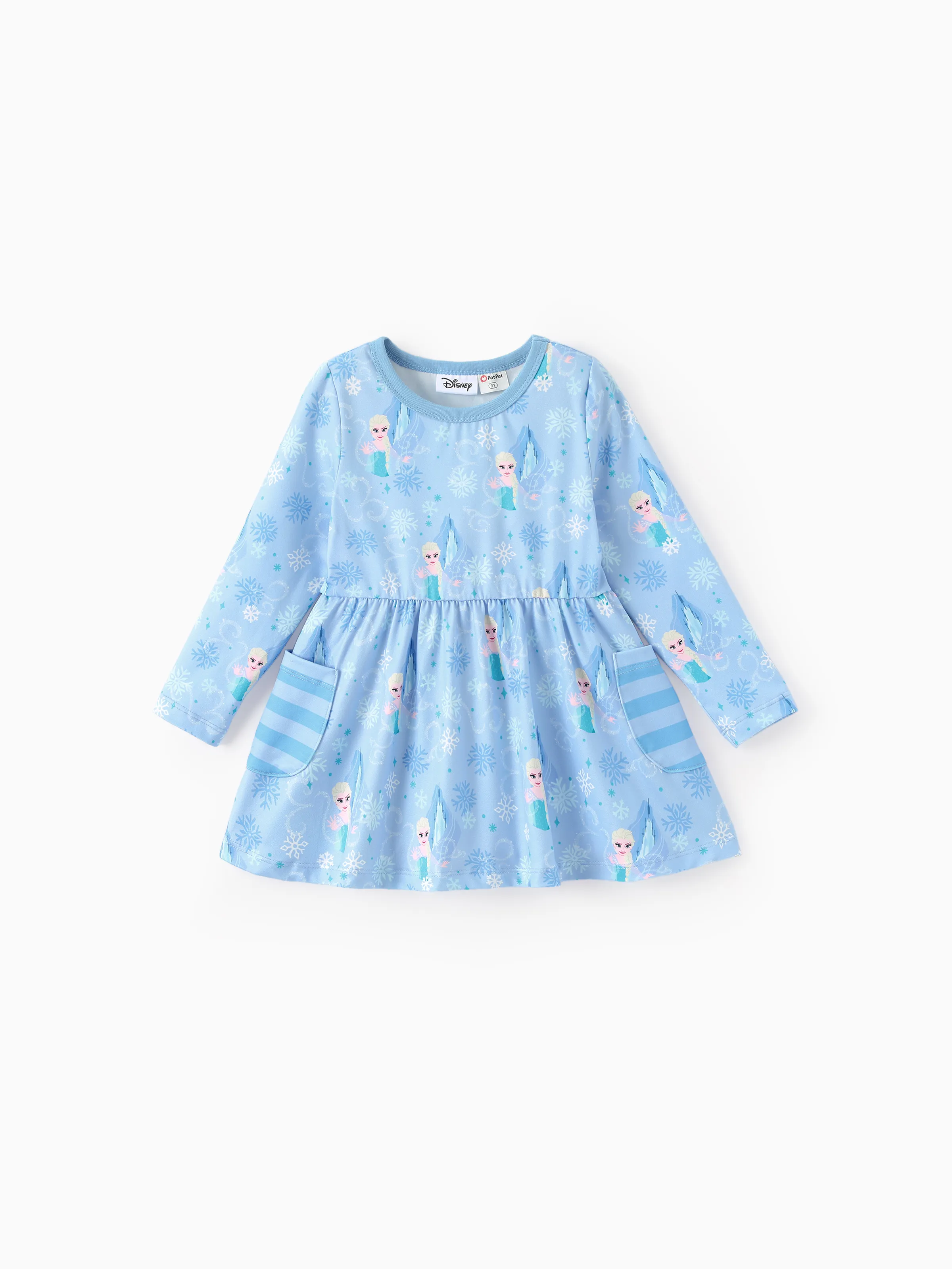 Disney Frozen Toddler Girl Elsa 2pcs Stripe Ruffle Top and Leggings Set Blue - Image 6