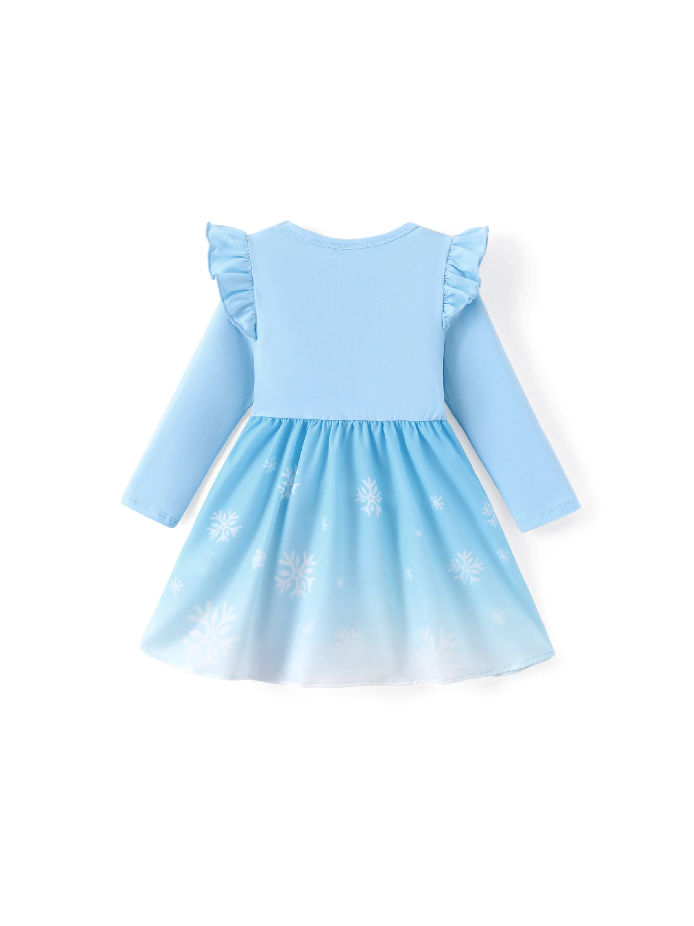 Disney Frozen Toddler Girl Elsa Colorblock Flutter-sleeve Ruffle Dress Light Blue - Image 3