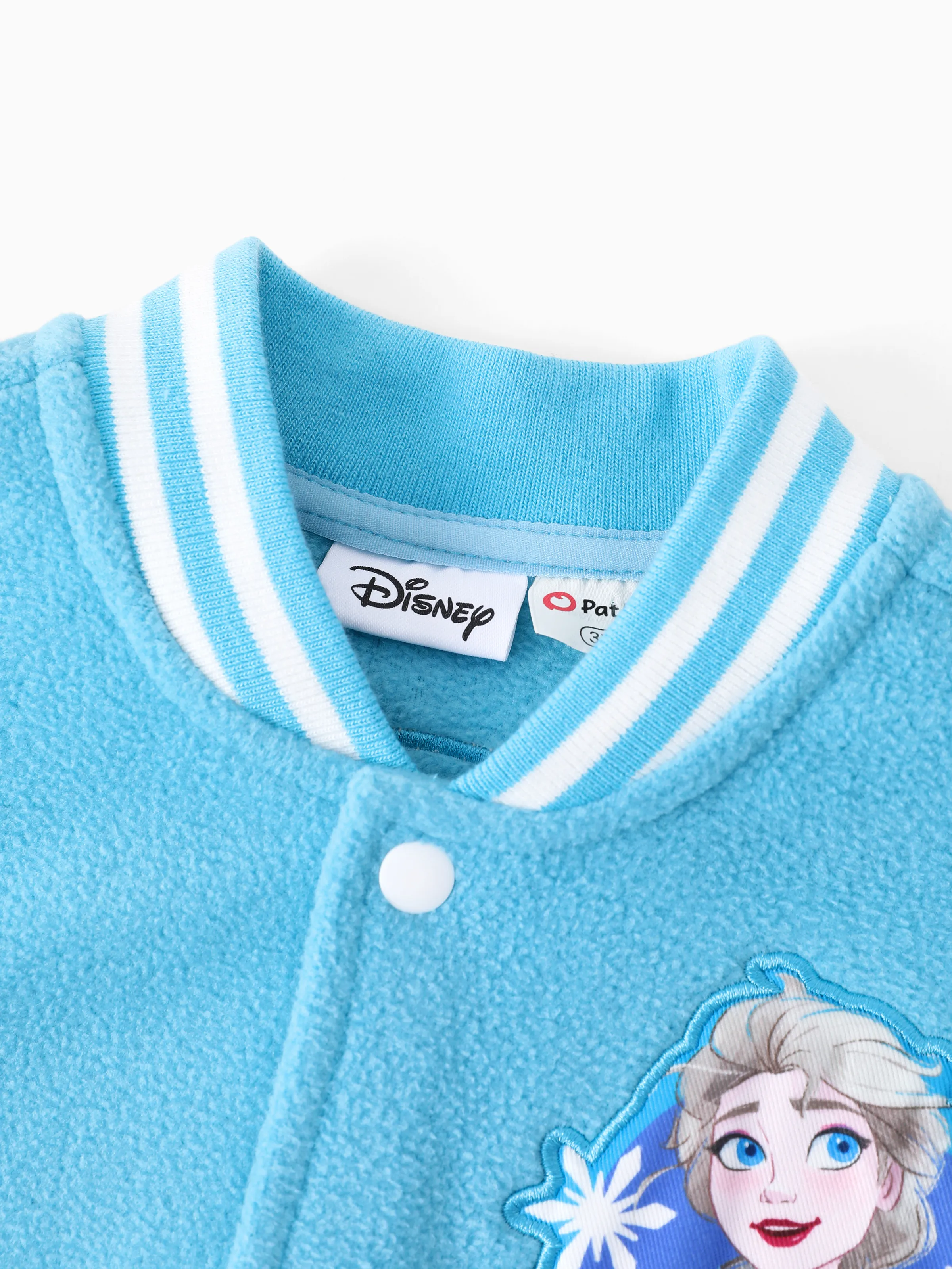 Disney Frozen Toddler Girl Elsa Character Print Colorblock Bomber Jacket Light Blue - Image 5