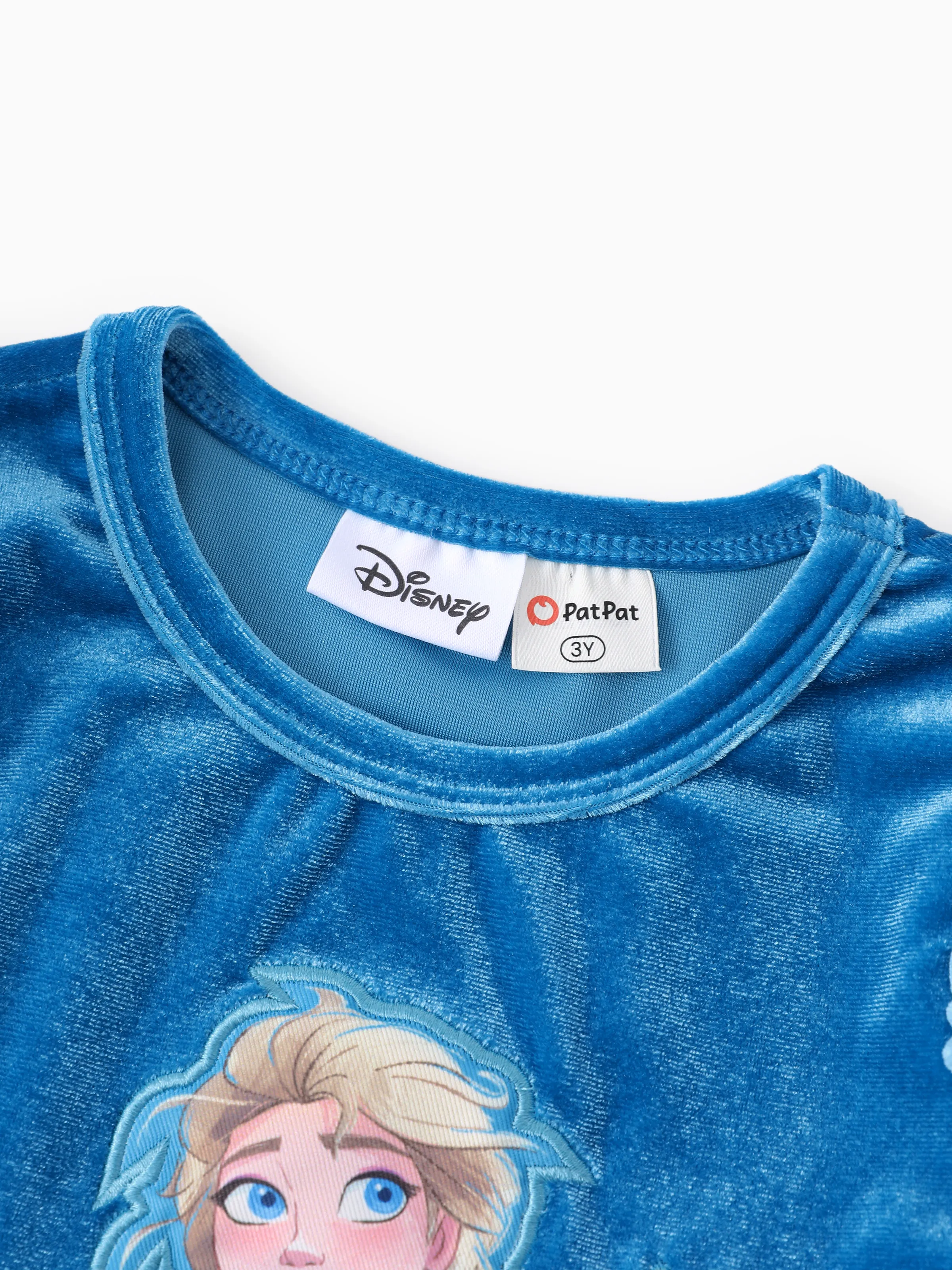 Disney Frozen Toddler Girl Elsa Flutter-sleeve Velvet Mesh Spliced Dress Blue - Image 6