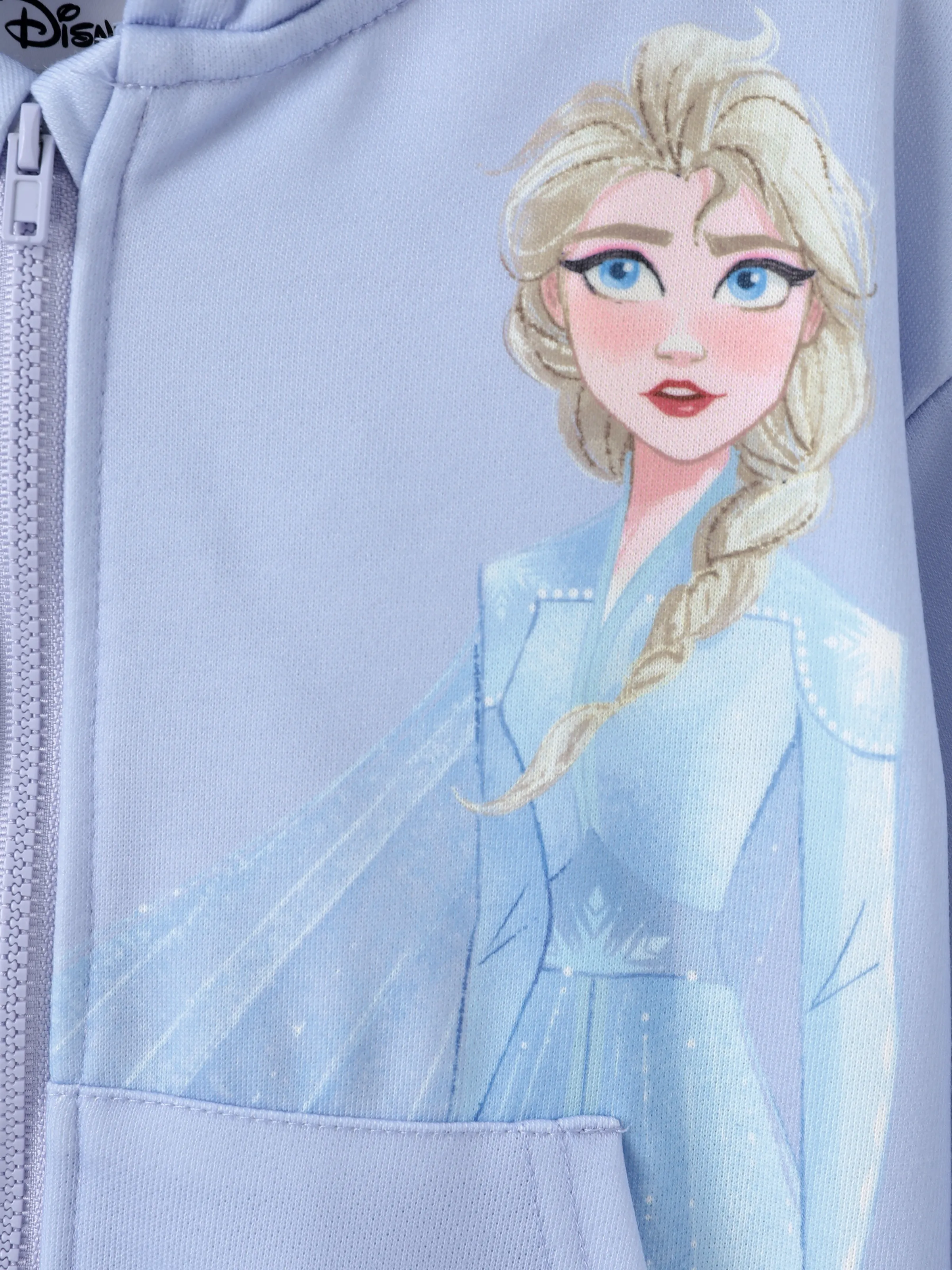 Disney Frozen Toddler Girl Elsa Front Zipper Closure and Kangaroo Pocket Hooded Jacket Blue - Image 2