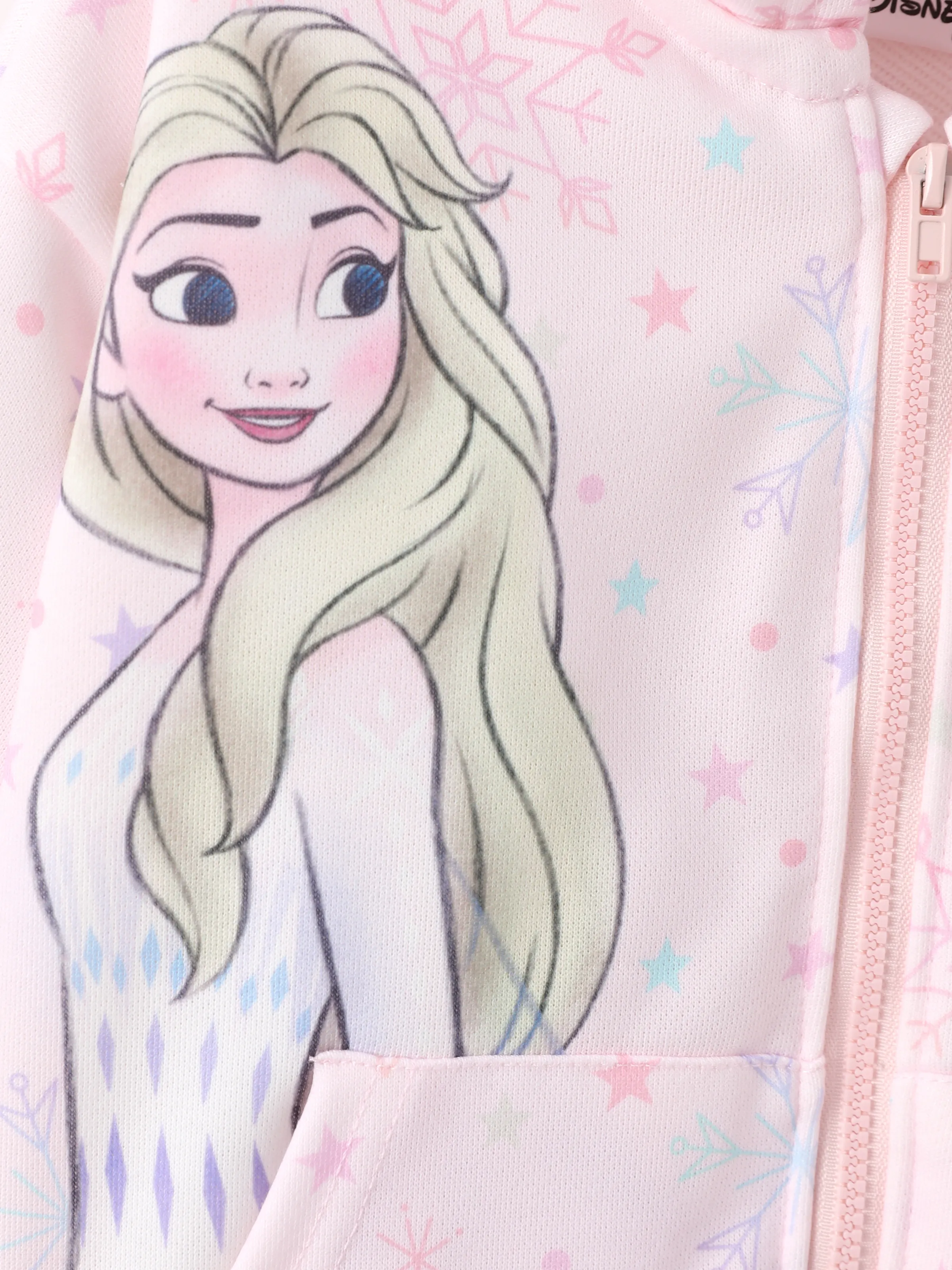 Disney Frozen Toddler Girl Elsa Front Zipper Closure and Kangaroo Pocket Hooded Jacket Pink - Image 2
