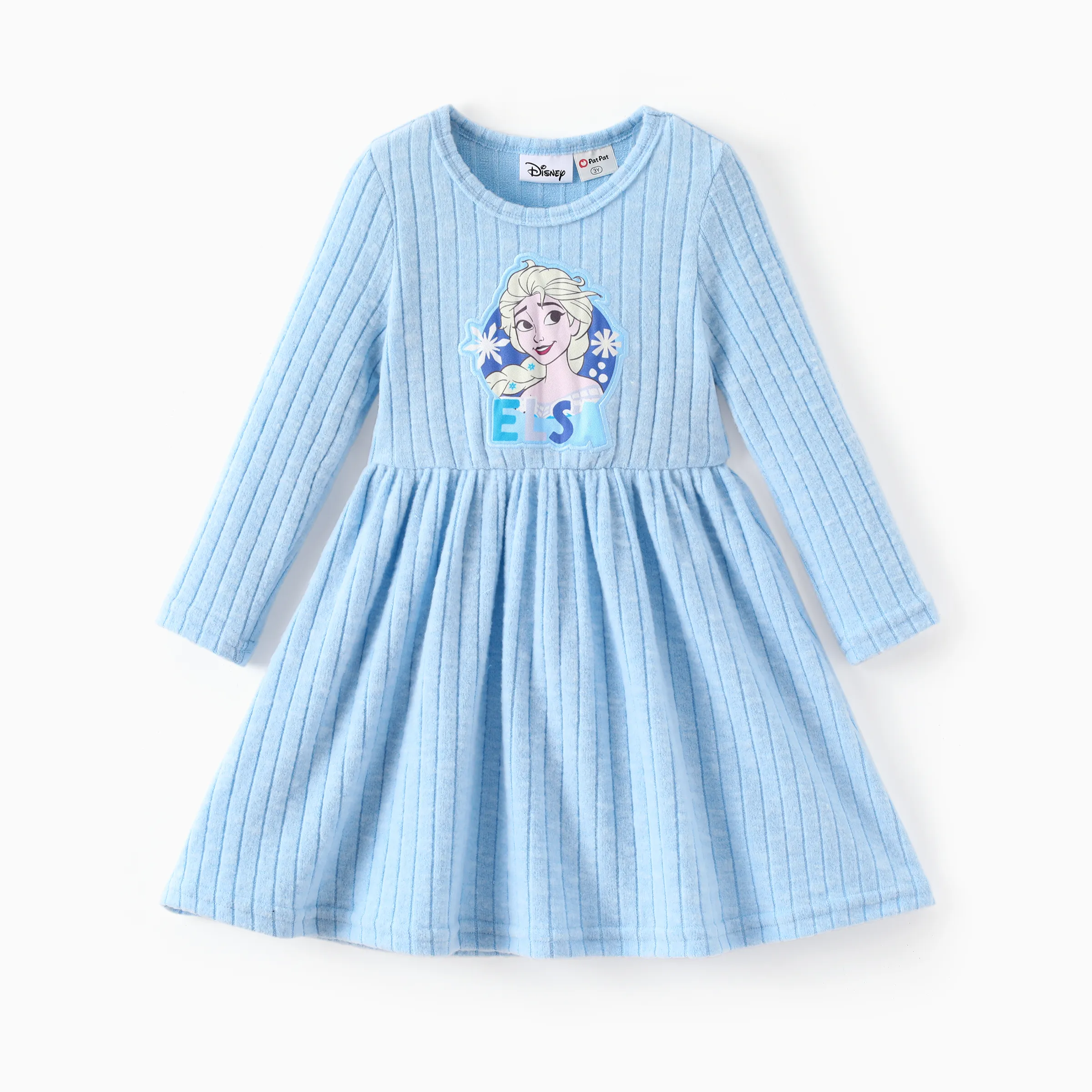 Disney Frozen Toddler Girl Elsa Ribbed Knitted Fabric Longsleeves Dress Blue - Image 8