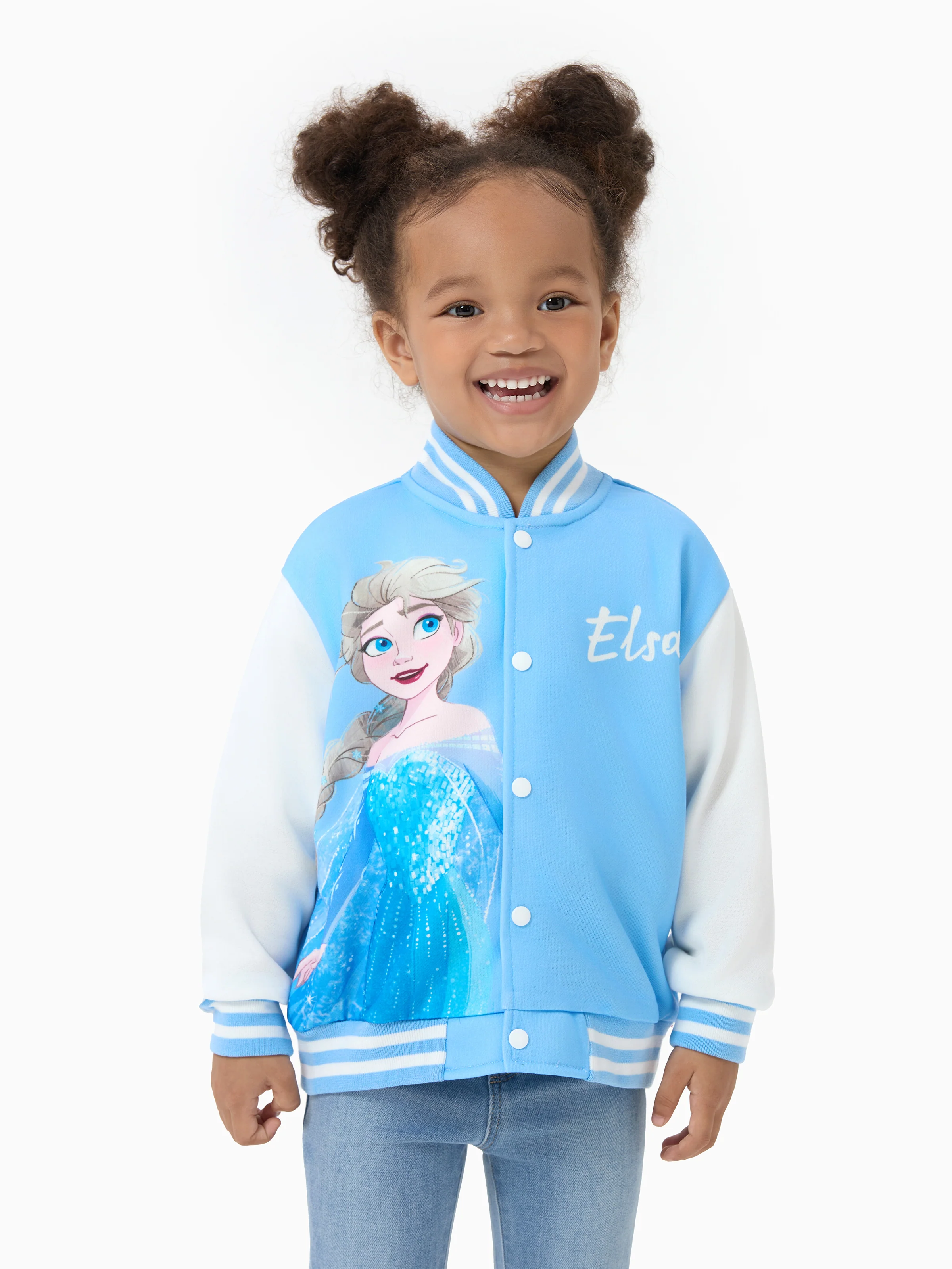 Disney Frozen Toddler Girl Elsa Snap Button Closure Colorblock Jacket Blue - Image 4