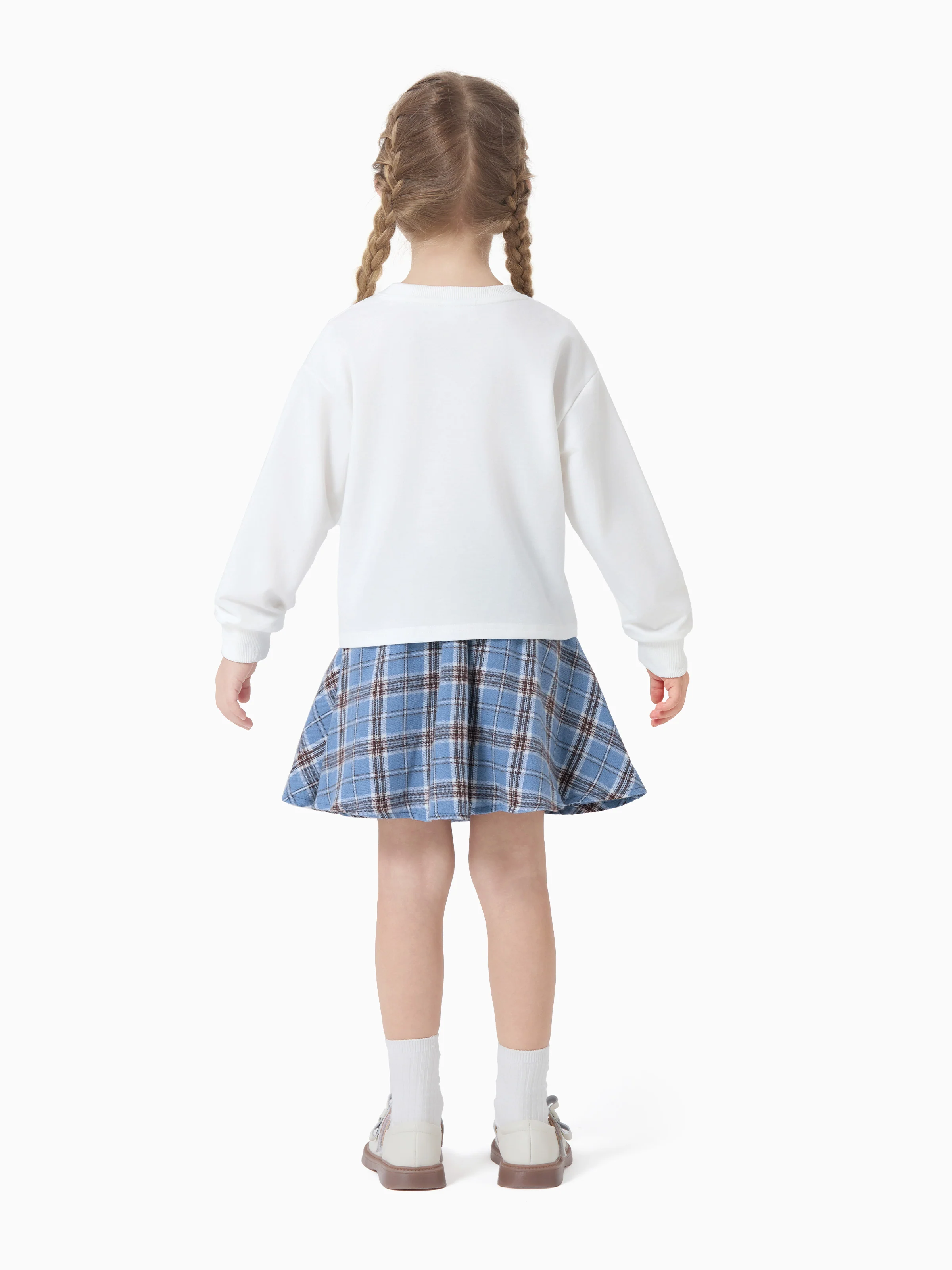 Disney Frozen Toddler Girl 2pcs Elsa Plaid Print with Bows Skirt Set White - Image 4