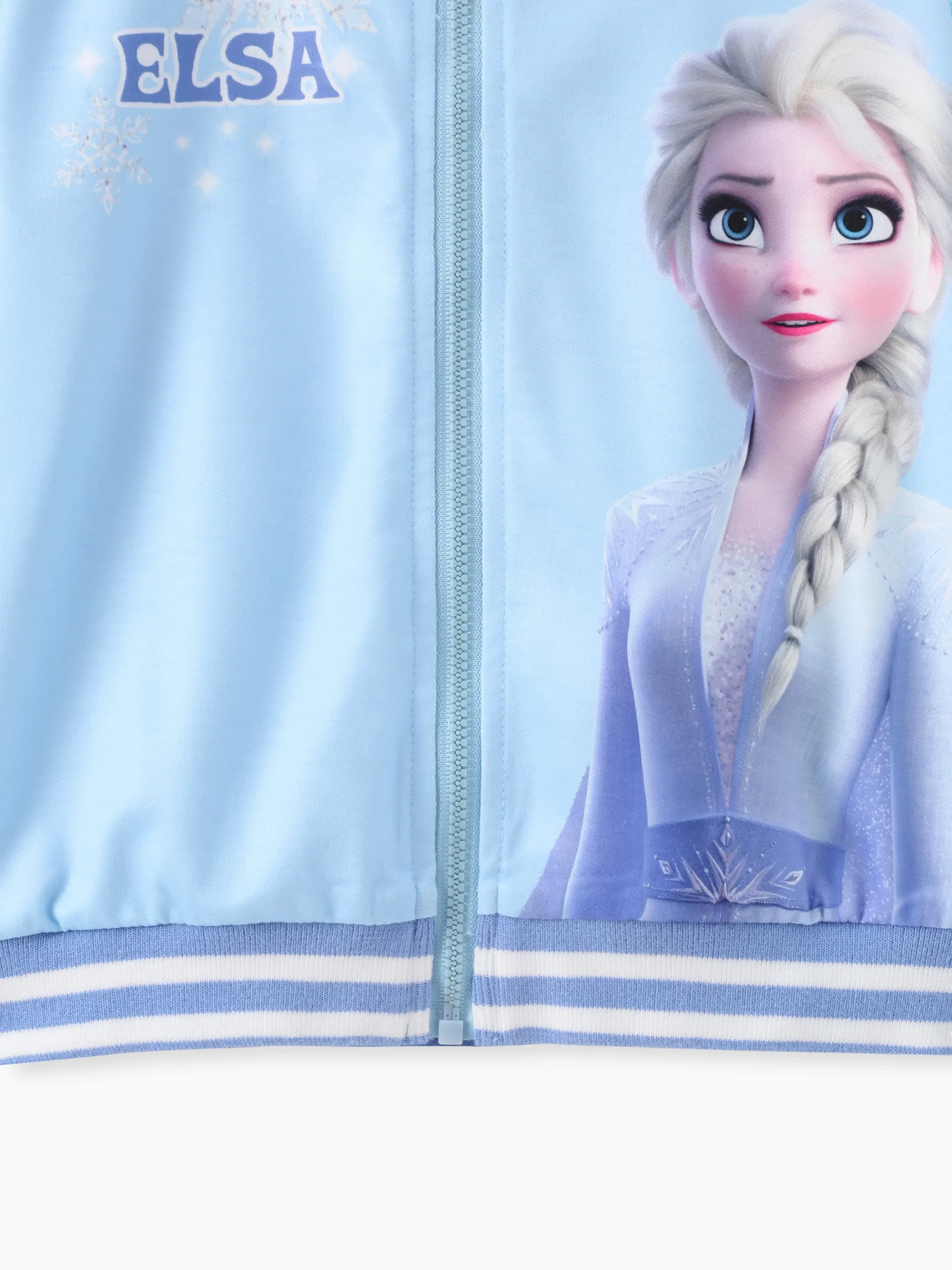 Disney Frozen Toddler Girl Elsa Sequin Hooded Bomber Jacket Blue - Image 6