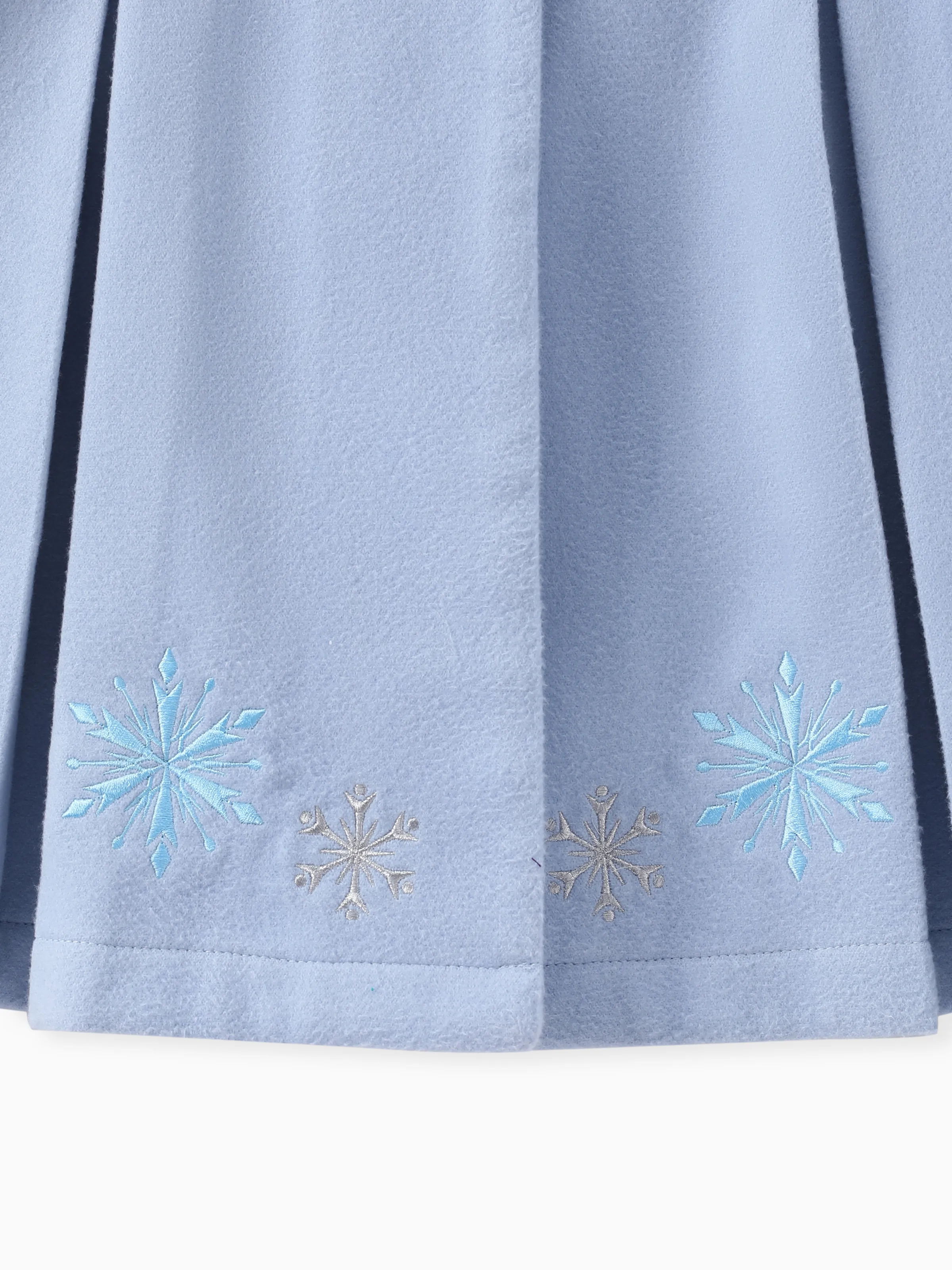 Disney Frozen Toddler Girls Elsa Snowflake Embroidered Plush Collar Coat Blue - Image 6