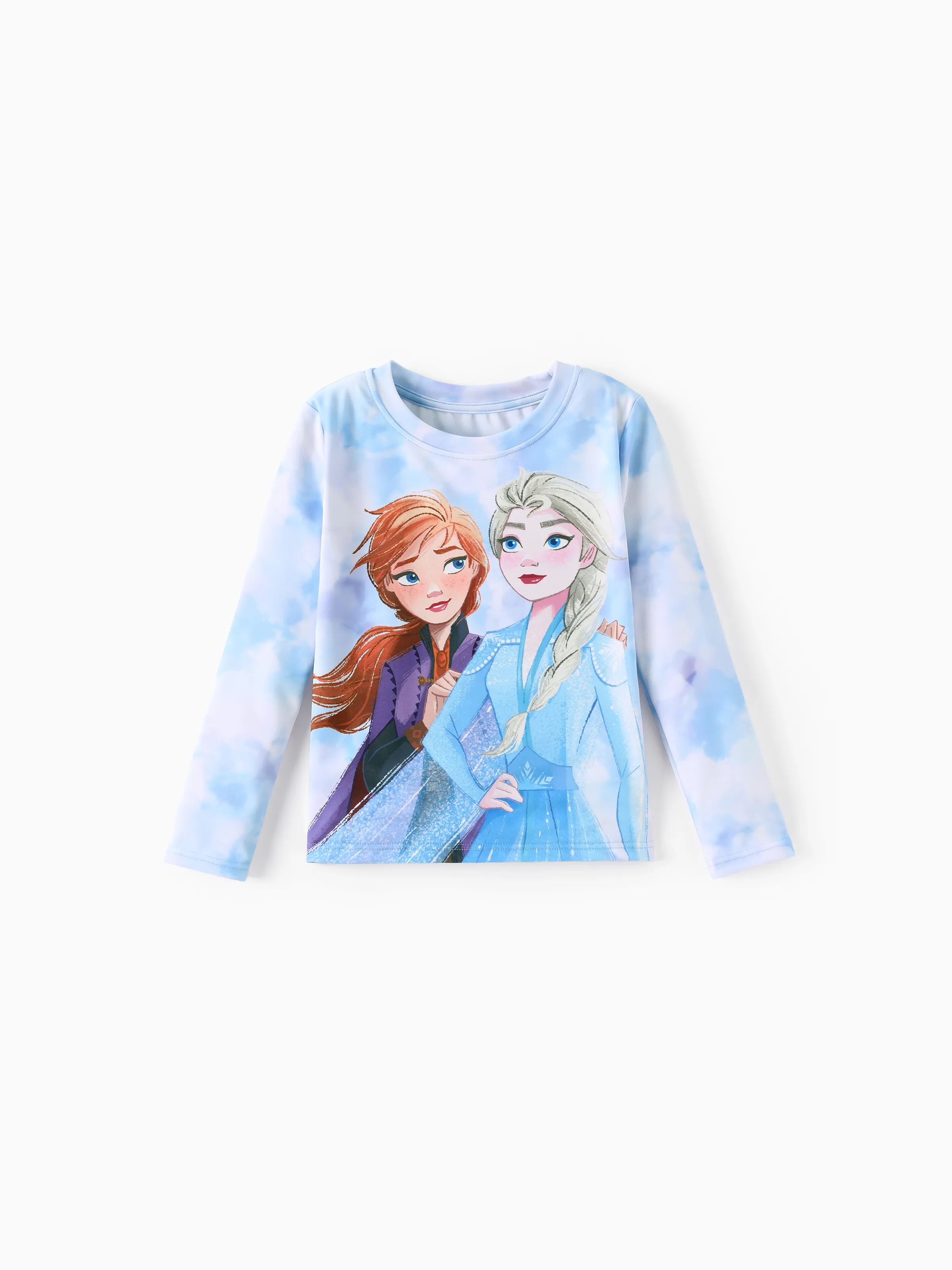 Disney Frozen Toddler/Kid Girl 2pcs Elsa/Anna UPF50+ Ruffled Long-sleeve Swimsuit Blue - Image 4