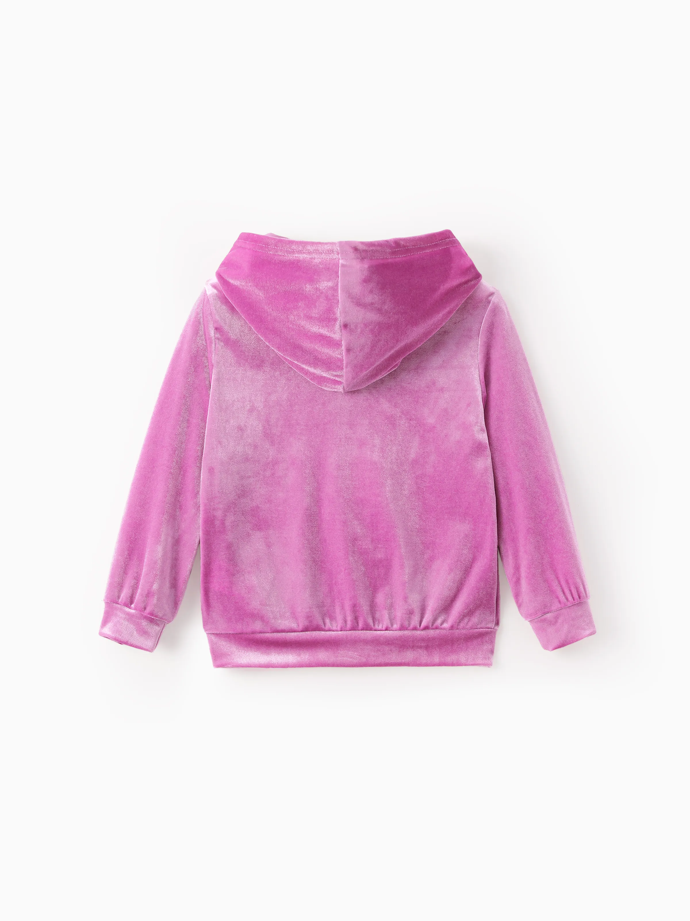 Disney Frozen Toddler/Kids Girl 2pc Elsa/Anna Velour Fabric Embroidery hooded Set Pink purple - Image 5