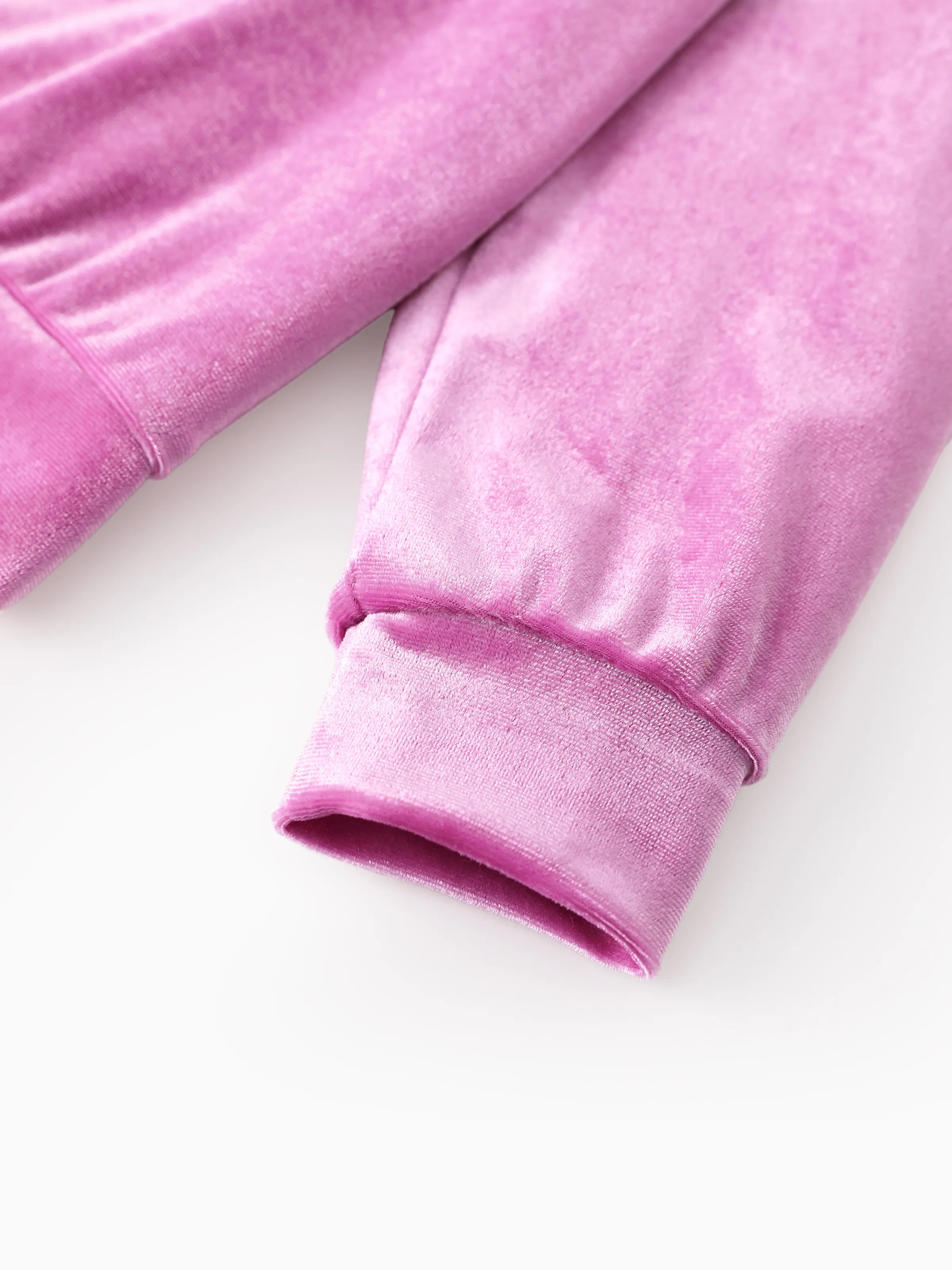 Disney Frozen Toddler/Kids Girl 2pc Elsa/Anna Velour Fabric Embroidery hooded Set Pink purple - Image 8