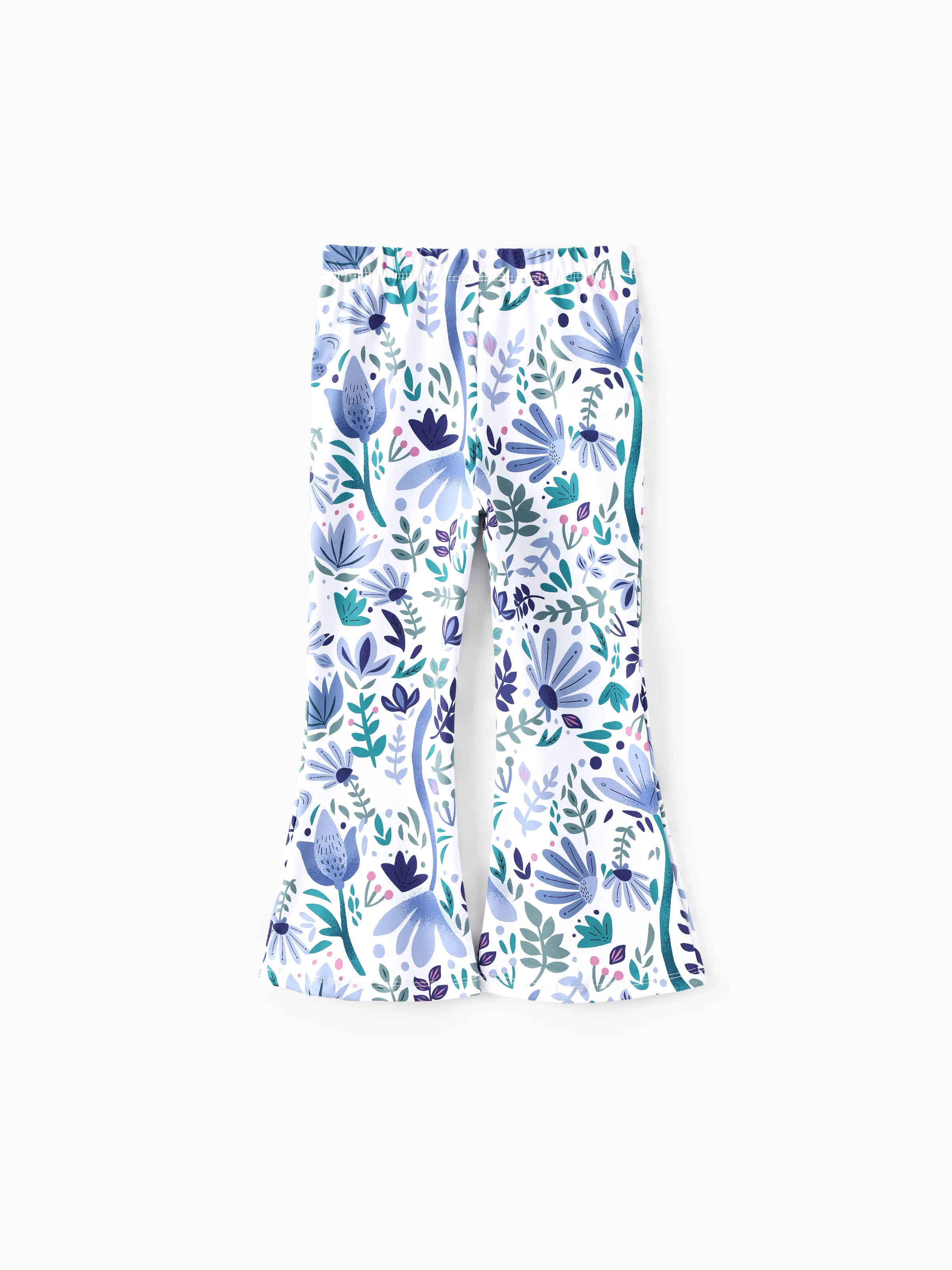 Disney Frozen Toddler/Kids Girl 2pcs Elsa Chic Hem Cotton Long-sleeve Top and Floral Printed Flare Pants Set Blue - Image 7