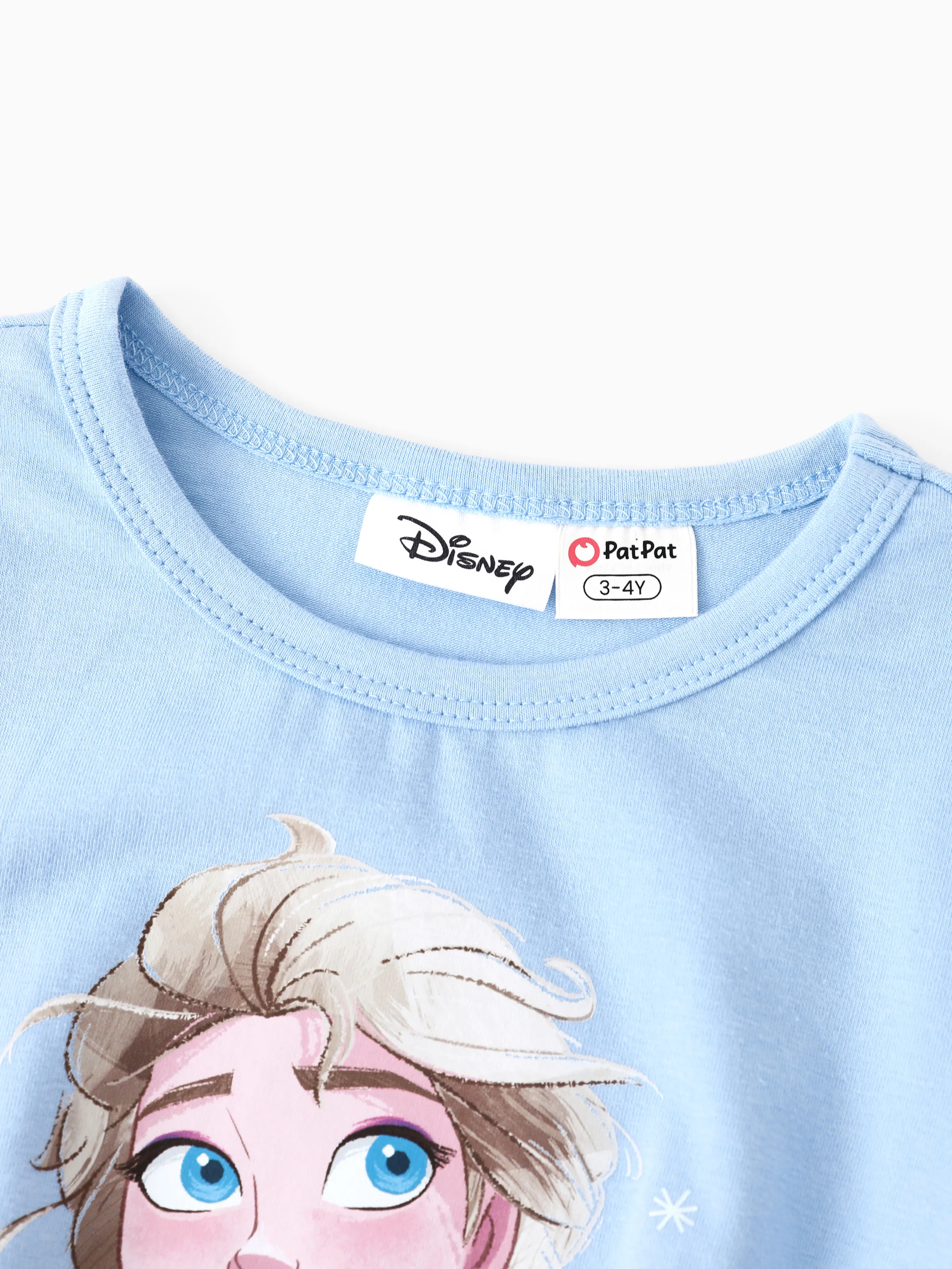 Disney Frozen Toddler/Kids Girl 2pcs Elsa Chic Hem Cotton Long-sleeve Top and Floral Printed Flare Pants Set Blue - Image 8