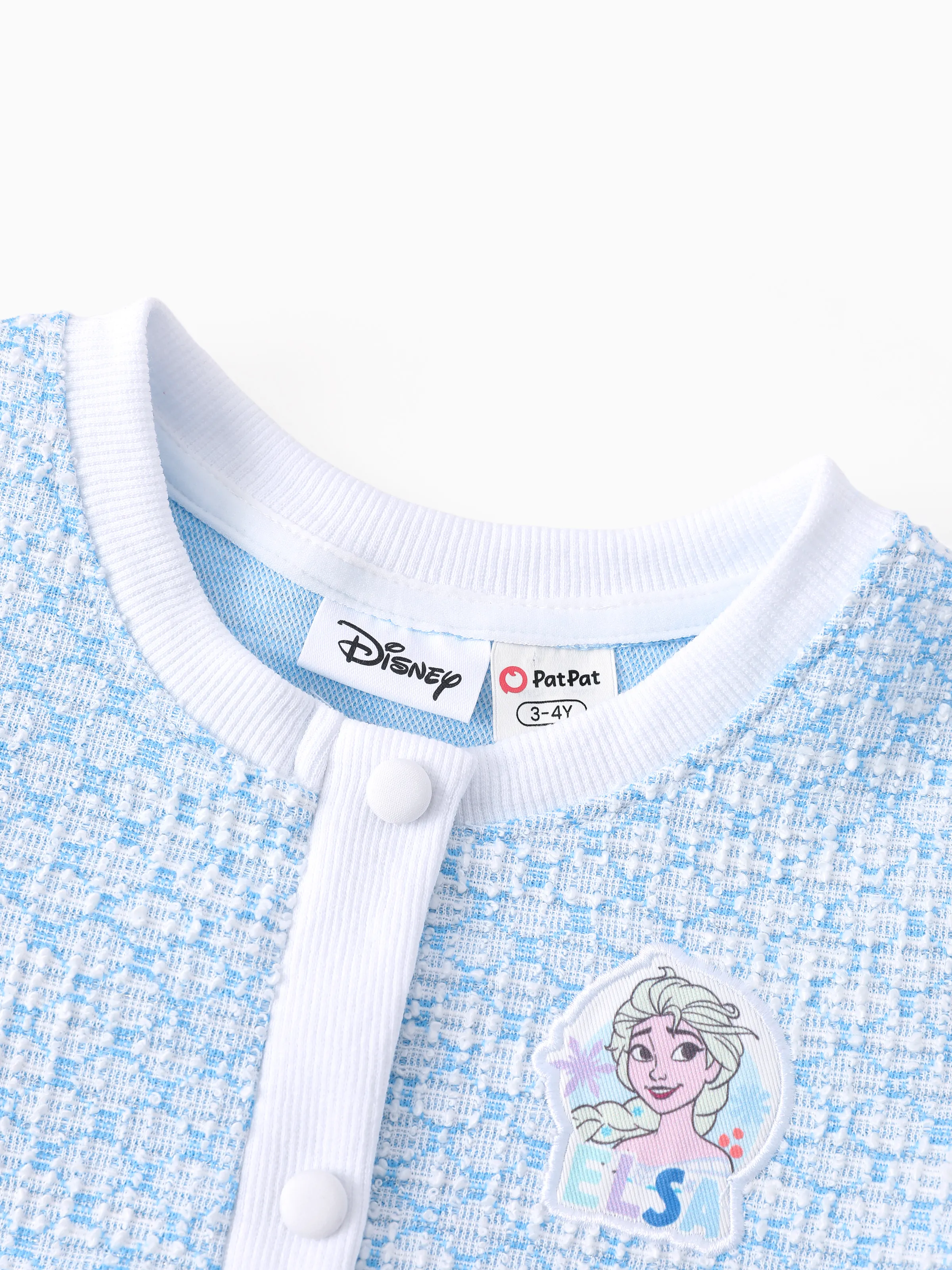 Disney Frozen Toddler/Kids Girl Elsa Embroidered Decorative Button Dress Light Blue - Image 3