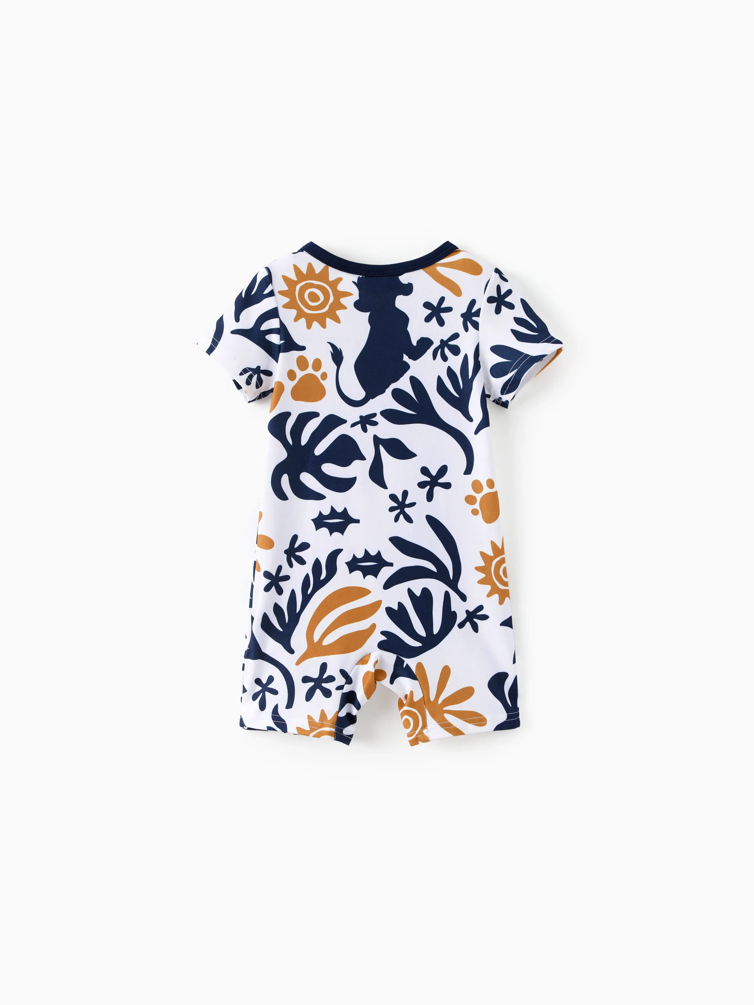 Disney Lion King Daddy & Daughter Simba Palm Leaf Pattern Colorblock Dress/Top/Romper Dark Blue - Image 14