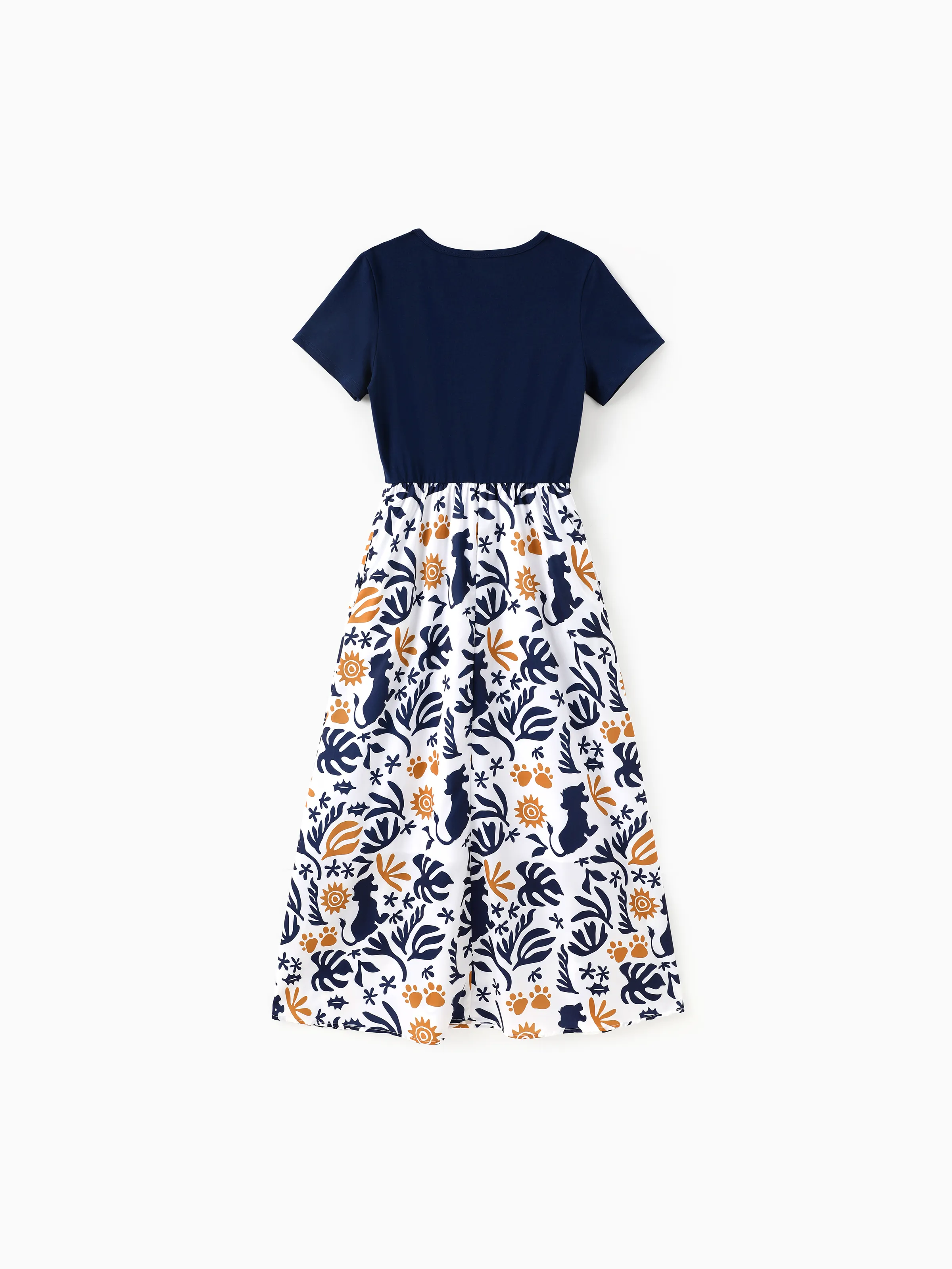 Disney Lion King Family Matching Simba Palm Leaf Pattern Colorblock Dress/Top/Romper Dark Blue - Image 3