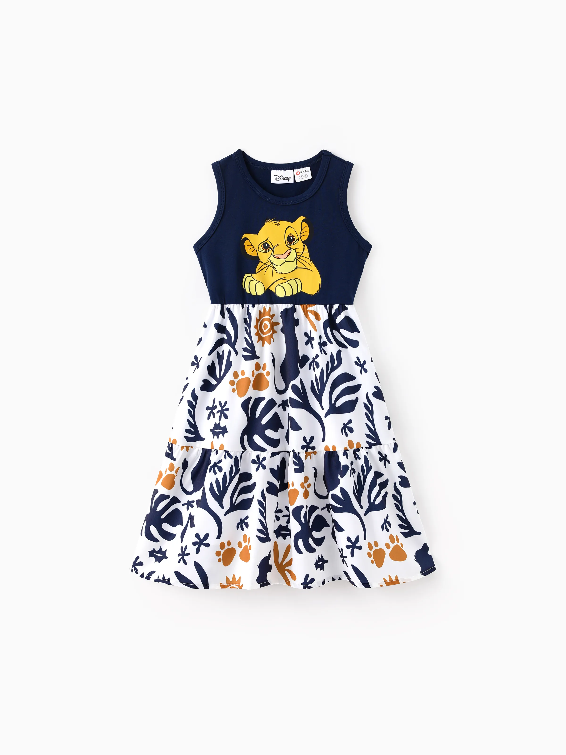 Disney Lion King Family Matching Simba Palm Leaf Pattern Colorblock Dress/Top/Romper Dark Blue - Image 7