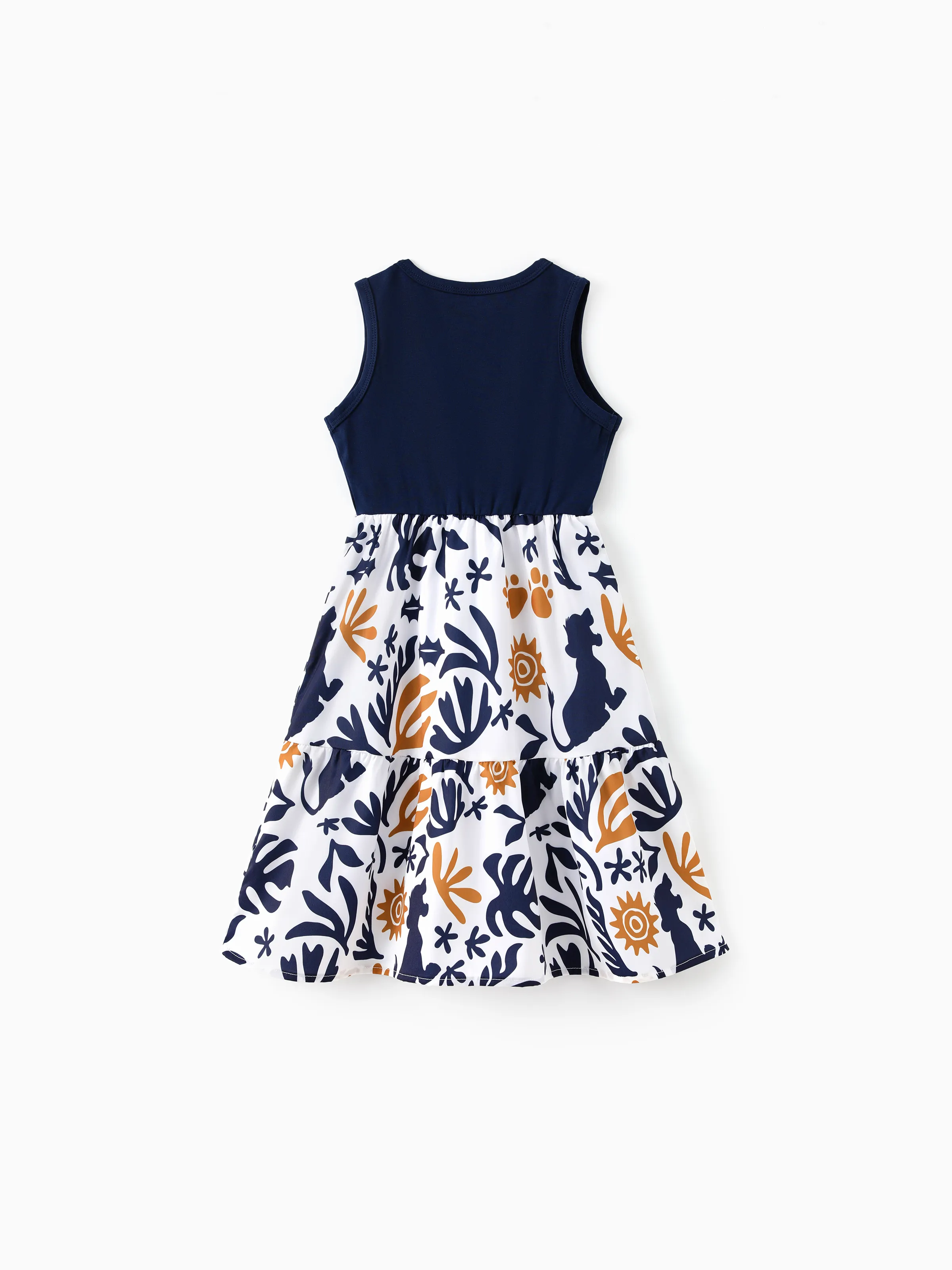 Disney Lion King Family Matching Simba Palm Leaf Pattern Colorblock Dress/Top/Romper Dark Blue - Image 8