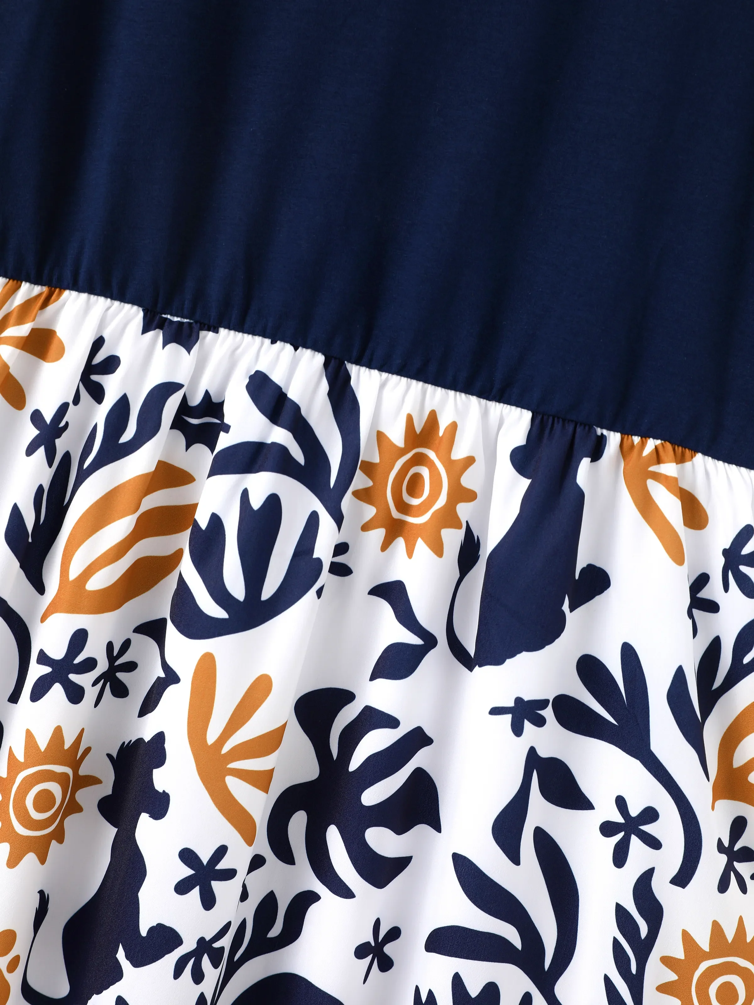 Disney Lion King Mommy & me Simba Palm Leaf Pattern Colorblock Dress/Romper Dark Blue - Image 7