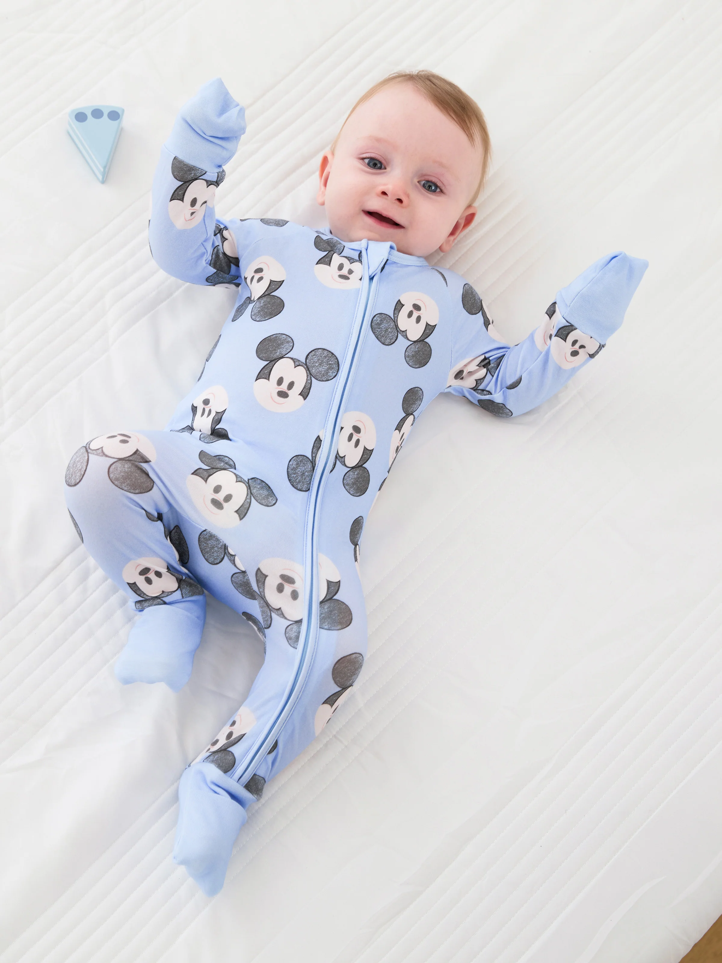 Disney Mickey and Friends Baby Boy Mickey Organic Cotton Ribbed Cuffs Jumpsuit Blue - Image 4