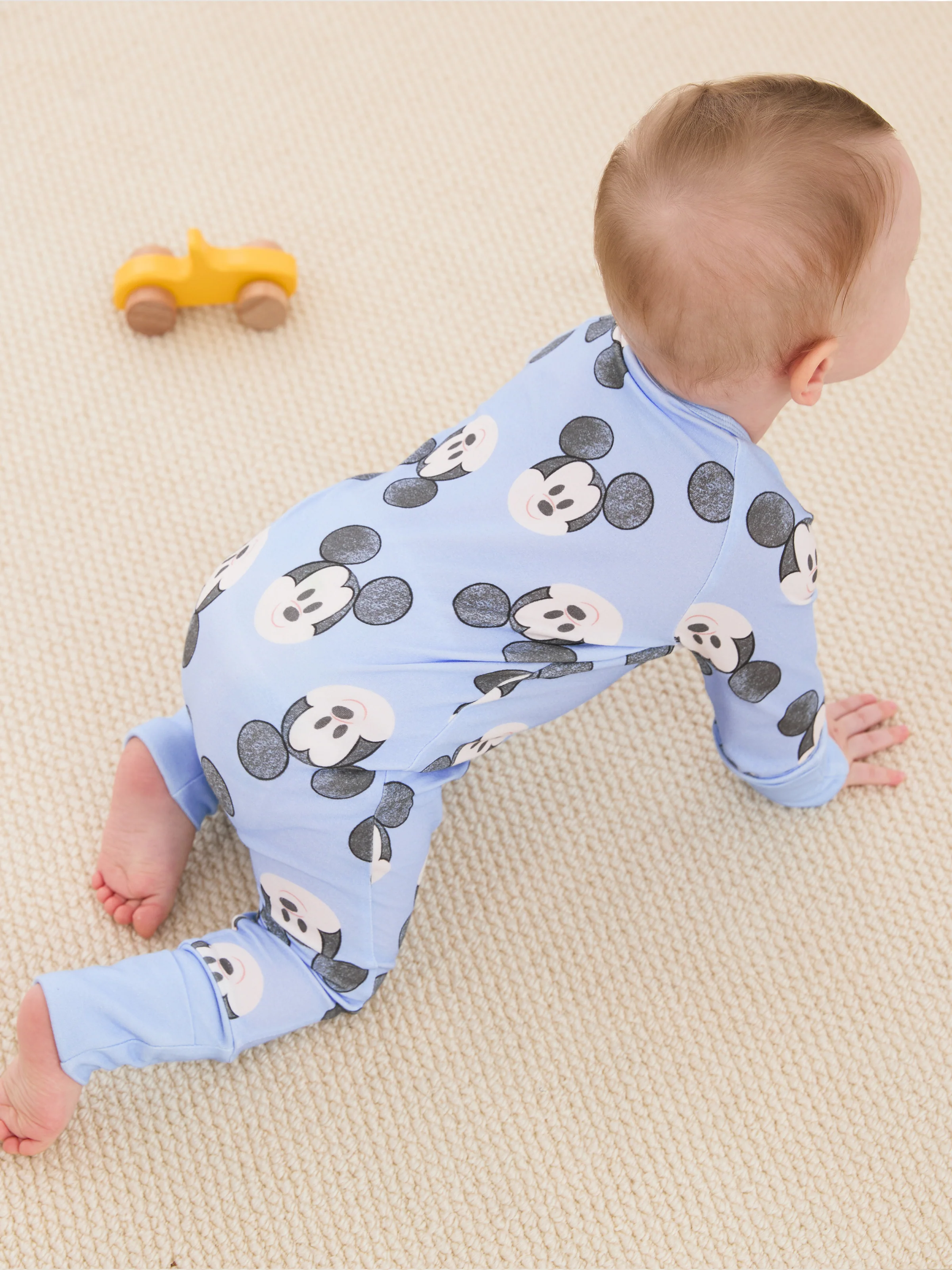 Disney Mickey and Friends Baby Boy Mickey Organic Cotton Ribbed Cuffs Jumpsuit Blue - Image 5