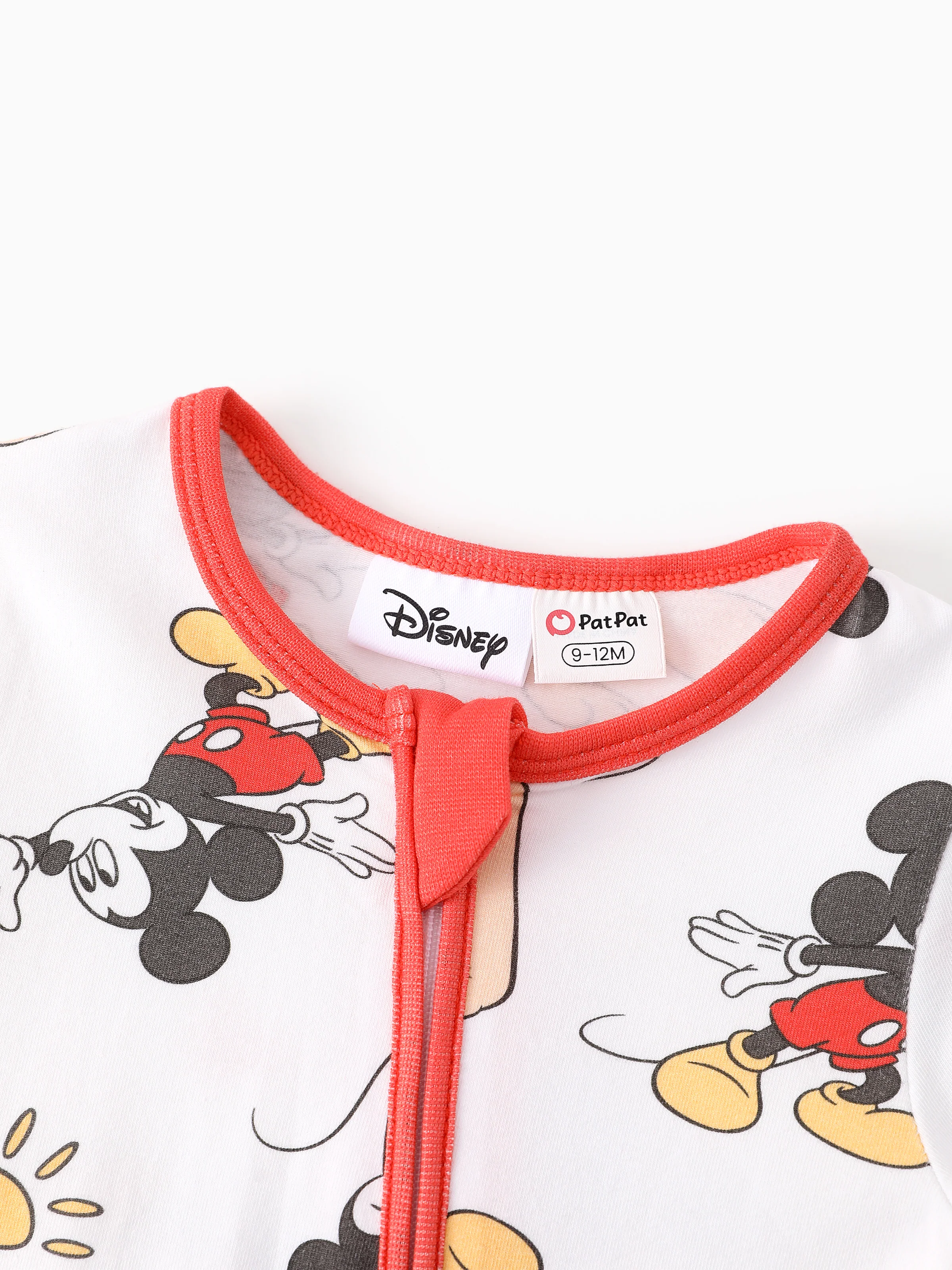 Disney Mickey and Friends Baby Boy Organic Cotton Colorblock Ribbed Cuffs Jumpsuit Pink Red - Image 4