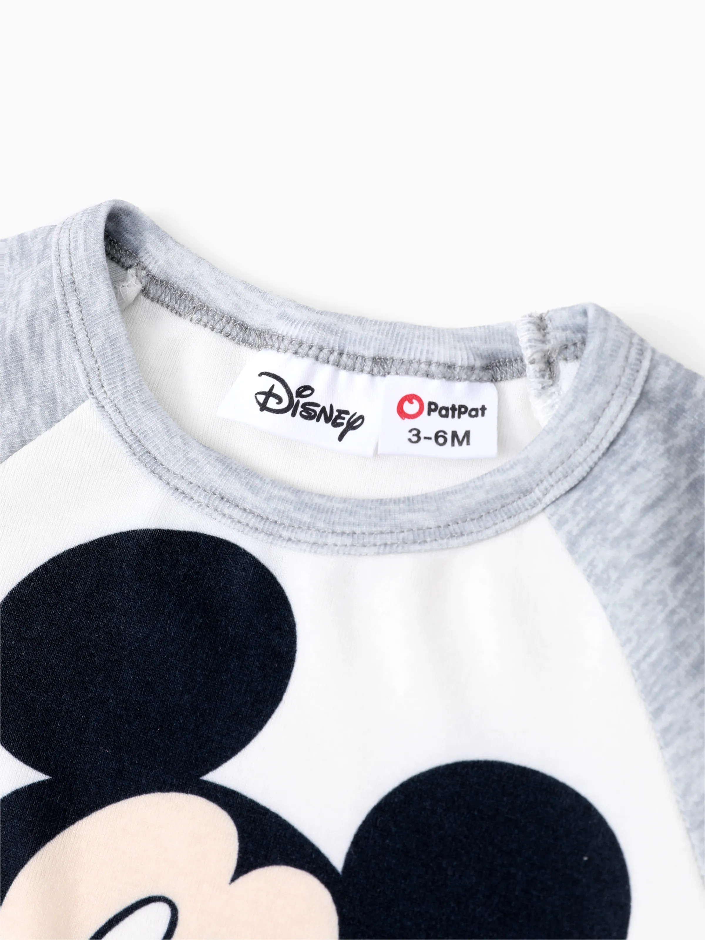 Disney Mickey and Friends Baby Boys 2pcs Naia™ Colorblock Long-sleeve Jumpsuit And Mickey Character Embroidered Pants Set Grey - Image 4