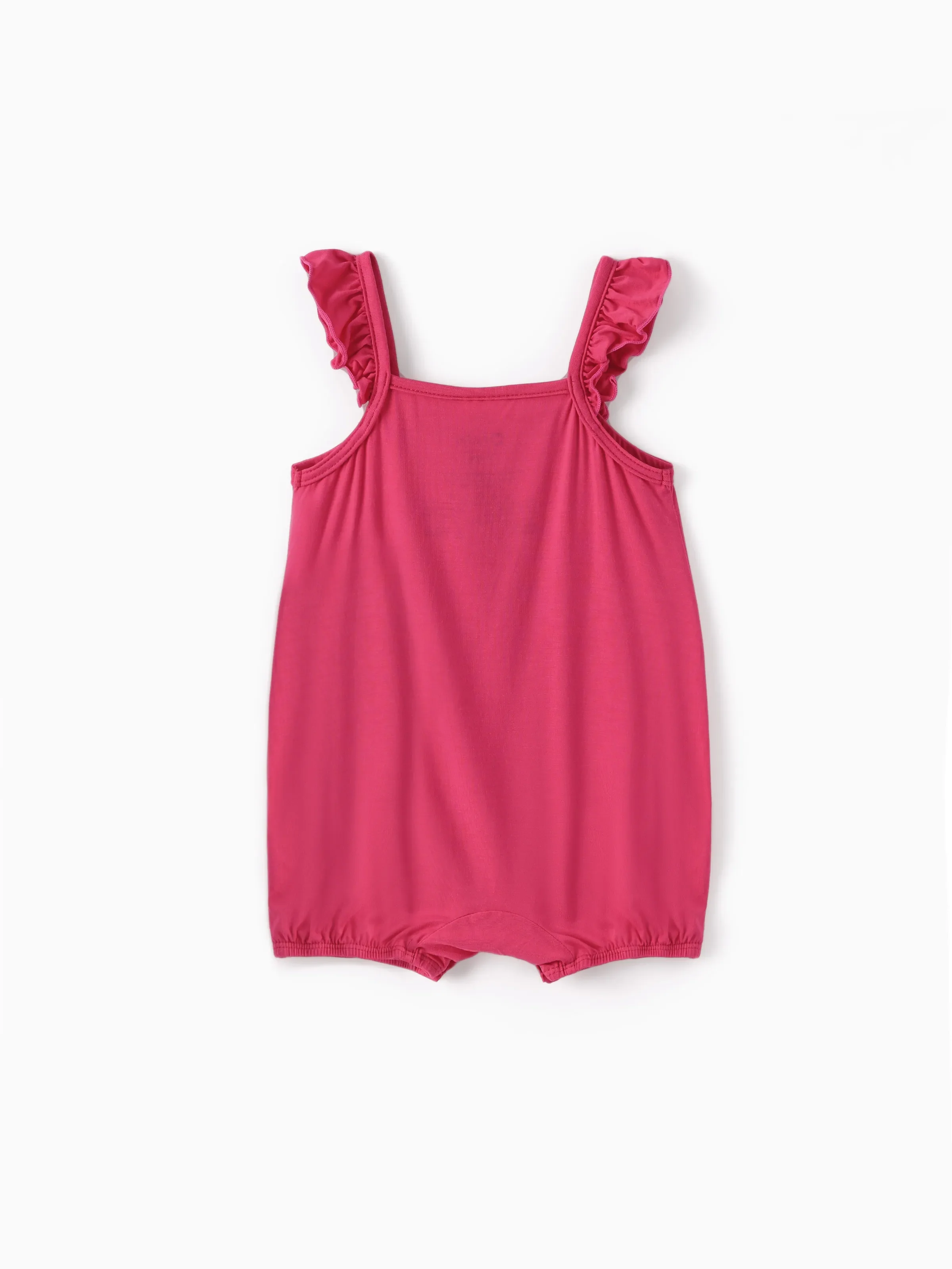 Disney Mickey and Friends Baby Girl 2pcs Minnie Bamboo Ruffled Allover Print Romper Hot Pink - Image 11