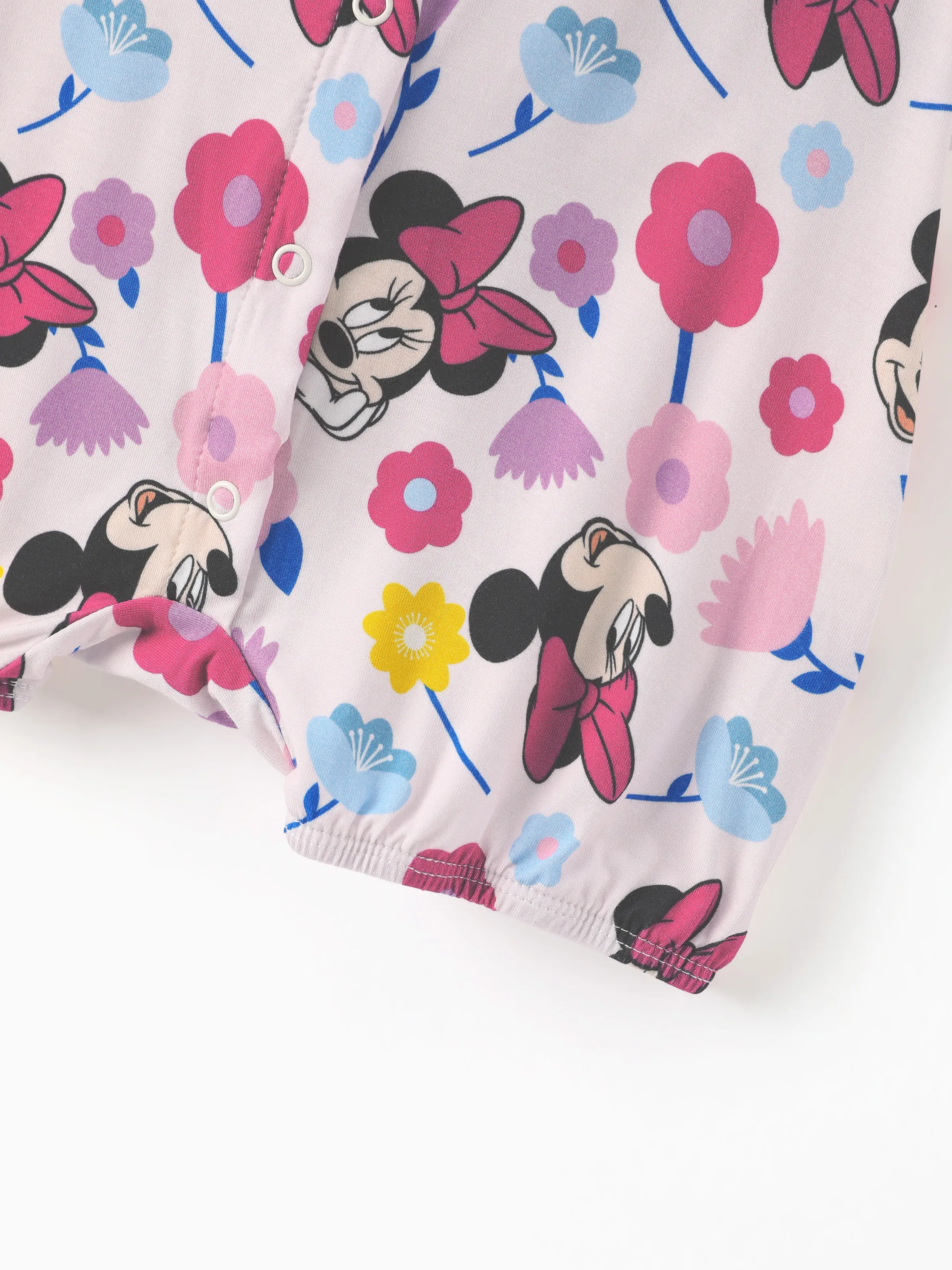 Disney Mickey and Friends Baby Girl 2pcs Minnie Bamboo Ruffled Allover Print Romper Hot Pink - Image 7