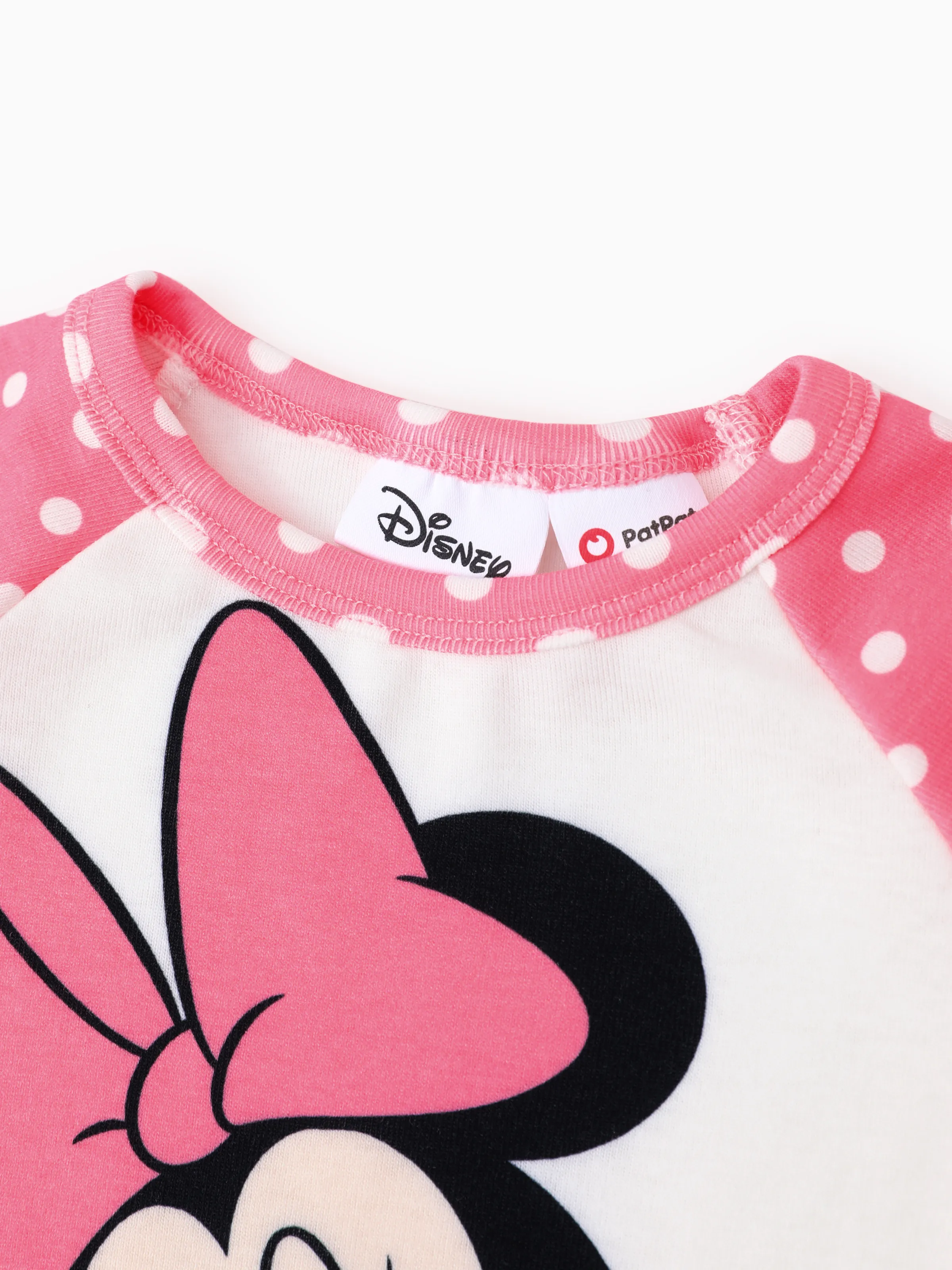 Disney Mickey and Friends Baby Girl 2pcs Minnie Naia™ Polka Dots Colorblock Long-sleeve Jumpsuit And Character Embroidered Pants Set Roseo - Image 4