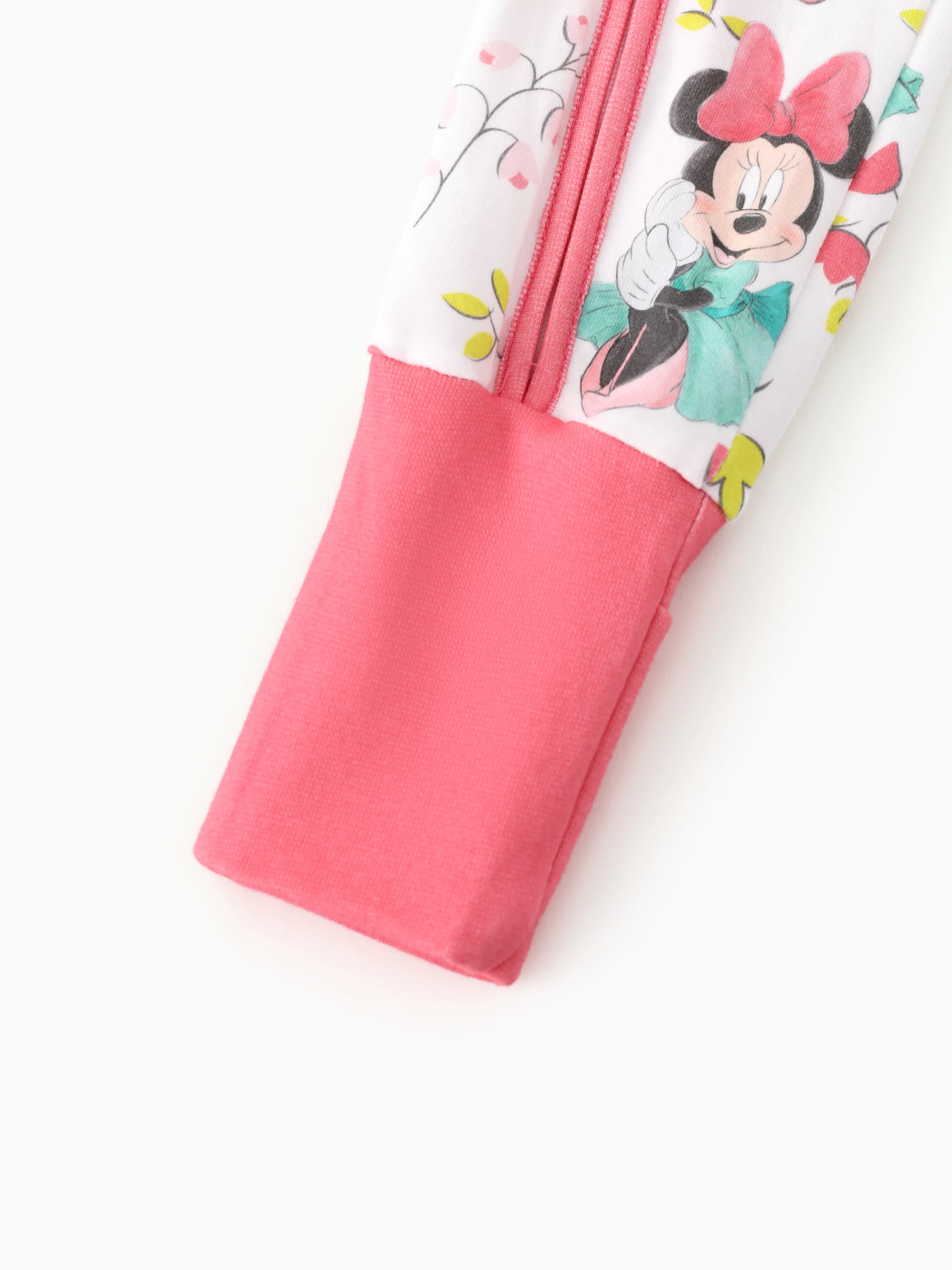 Disney Mickey and Friends Baby Girl Minnie Organic Cotton Colorblock Ribbed Cuffs Jumpsuit Pink Pink - Image 4
