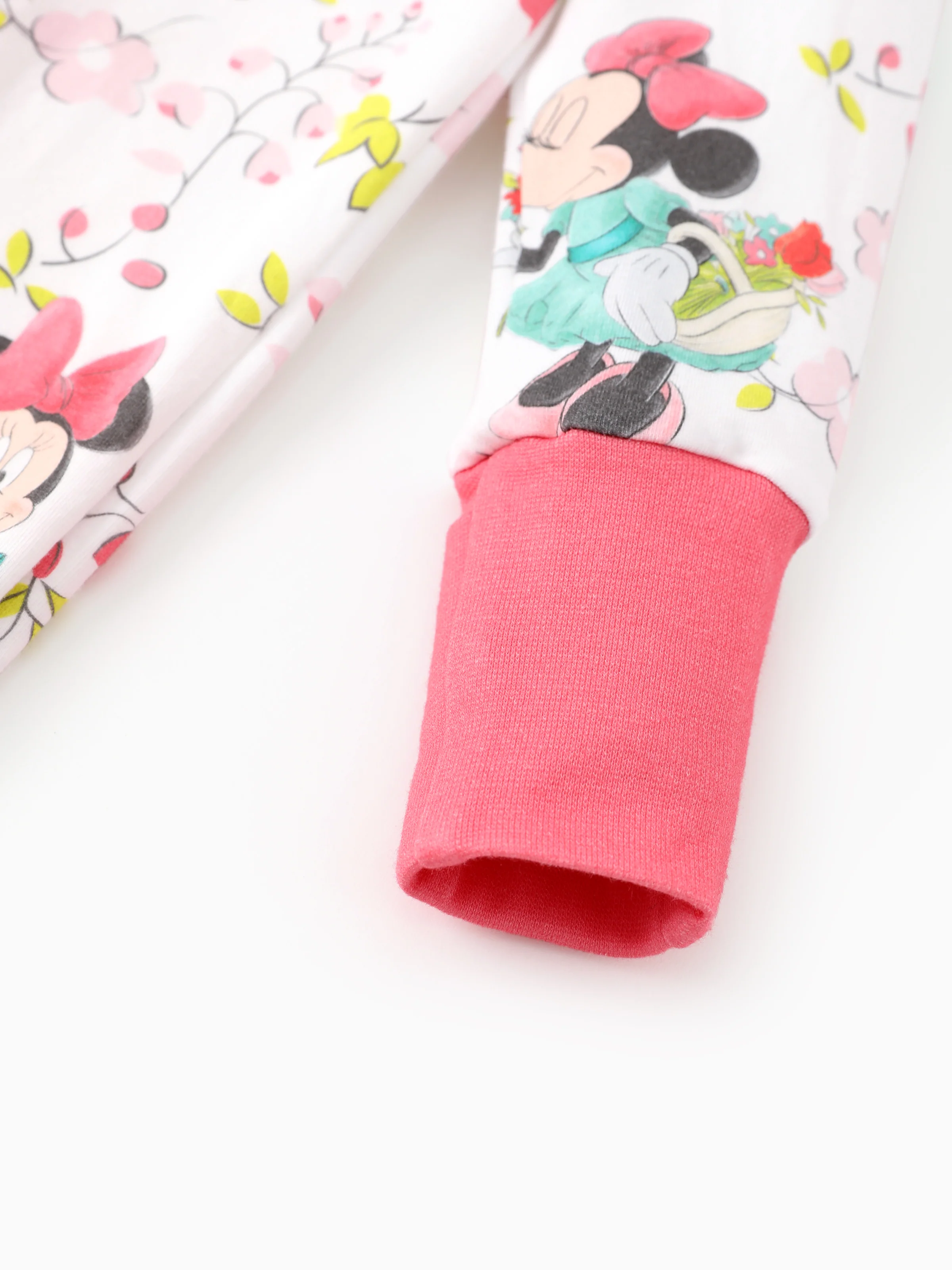Disney Mickey and Friends Baby Girl Minnie Organic Cotton Colorblock Ribbed Cuffs Jumpsuit Pink Pink - Image 5